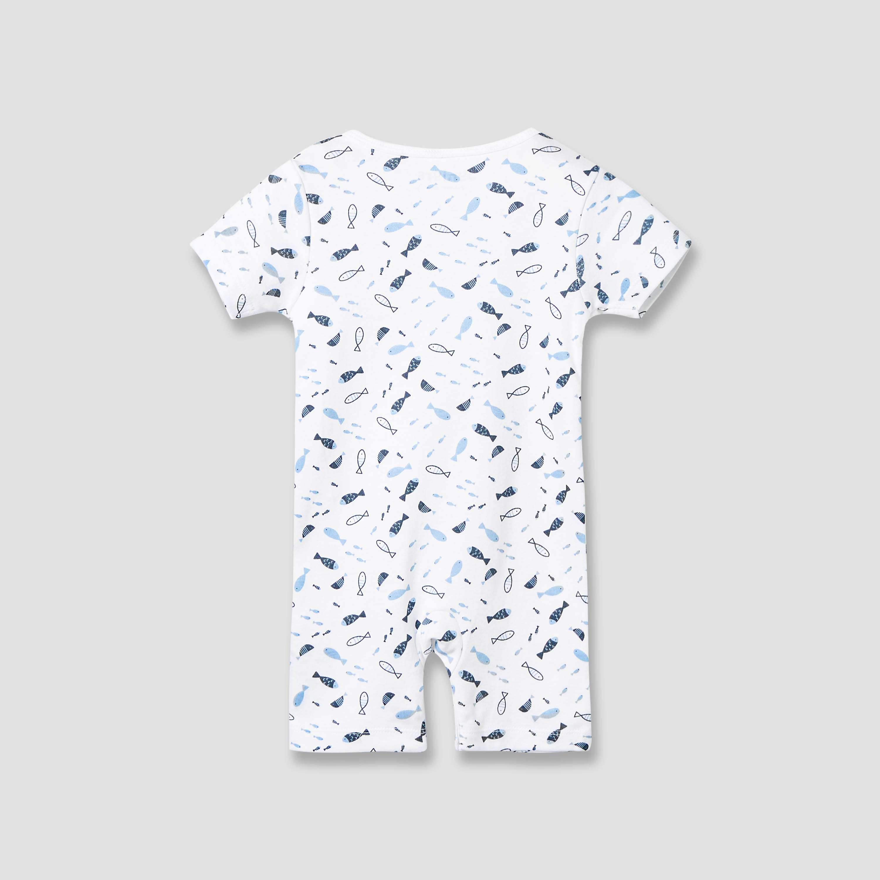 Juniors Round Neck Romper with Fish Print - Cotton - Short Sleeves-baby-boys-clothing-rompers-image-3