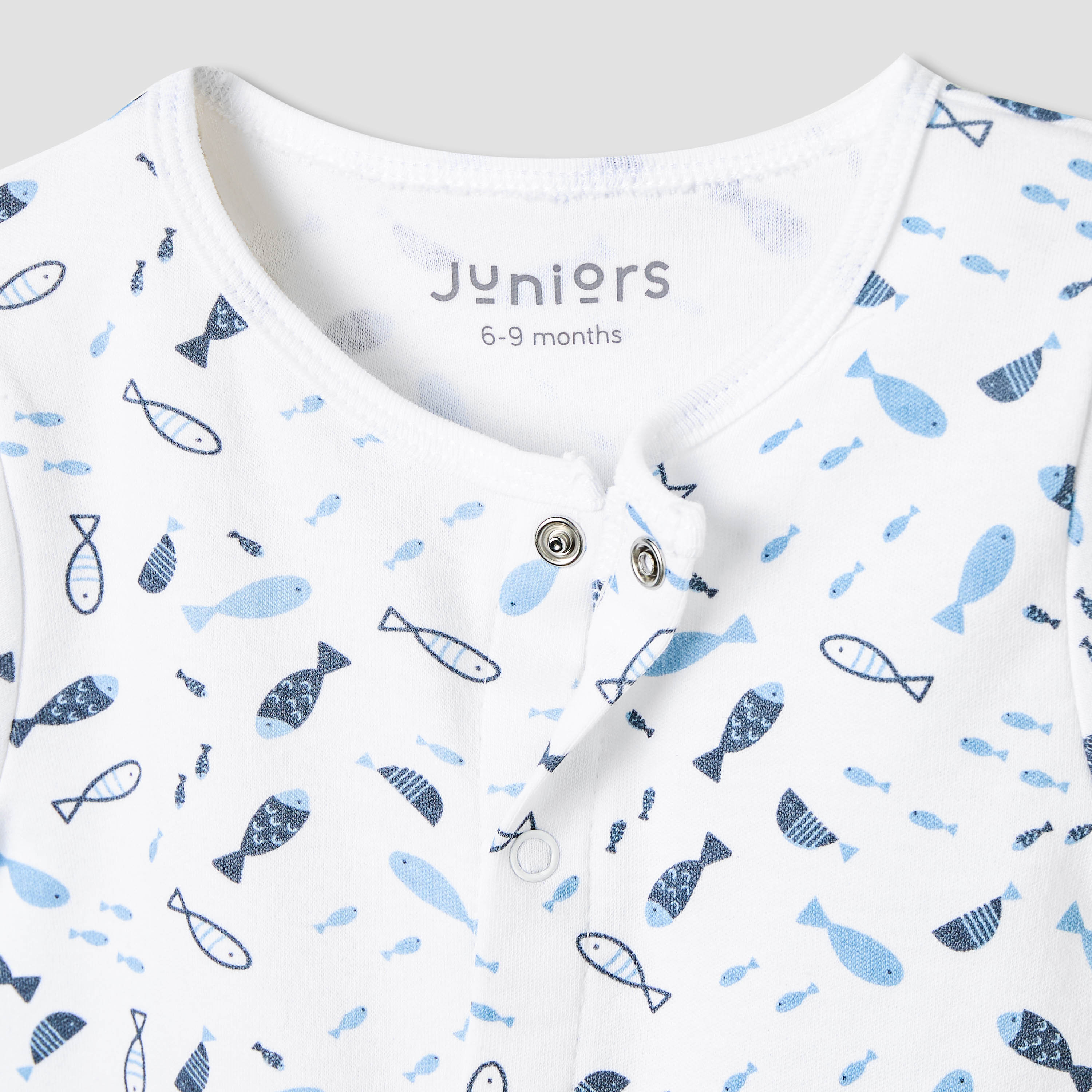 Juniors Round Neck Romper with Fish Print - Cotton - Short Sleeves-baby-boys-clothing-rompers-image-4
