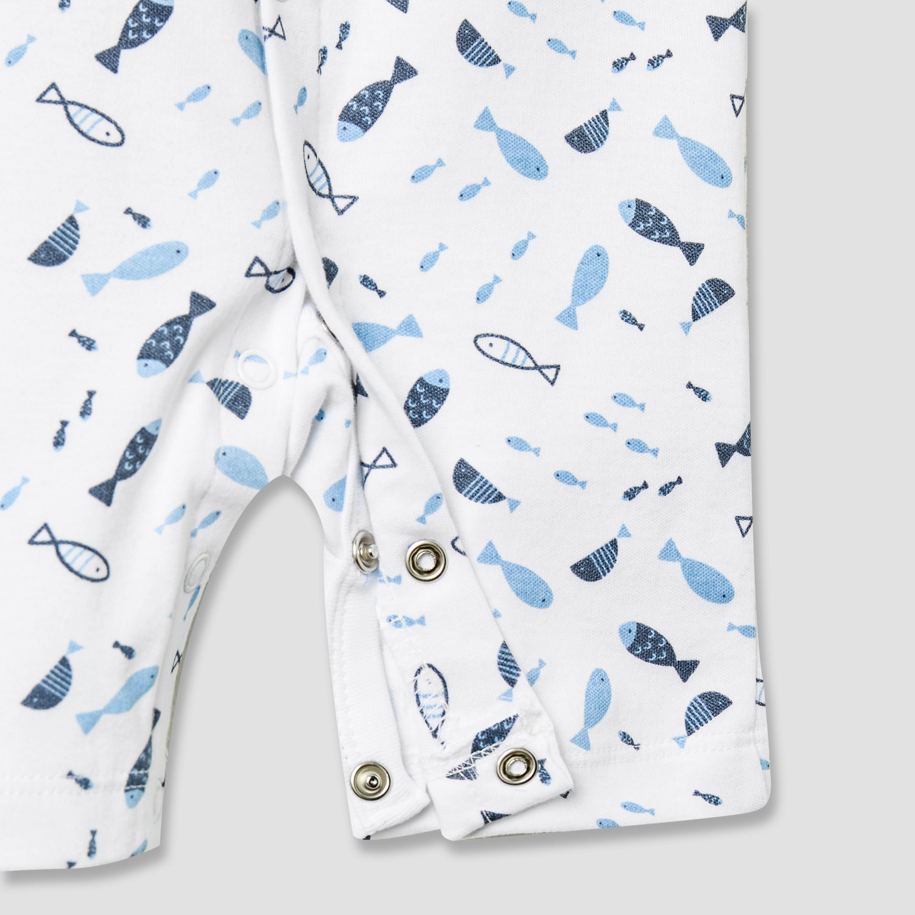 Juniors Round Neck Romper with Fish Print - Cotton - Short Sleeves-baby-boys-clothing-rompers-image-5