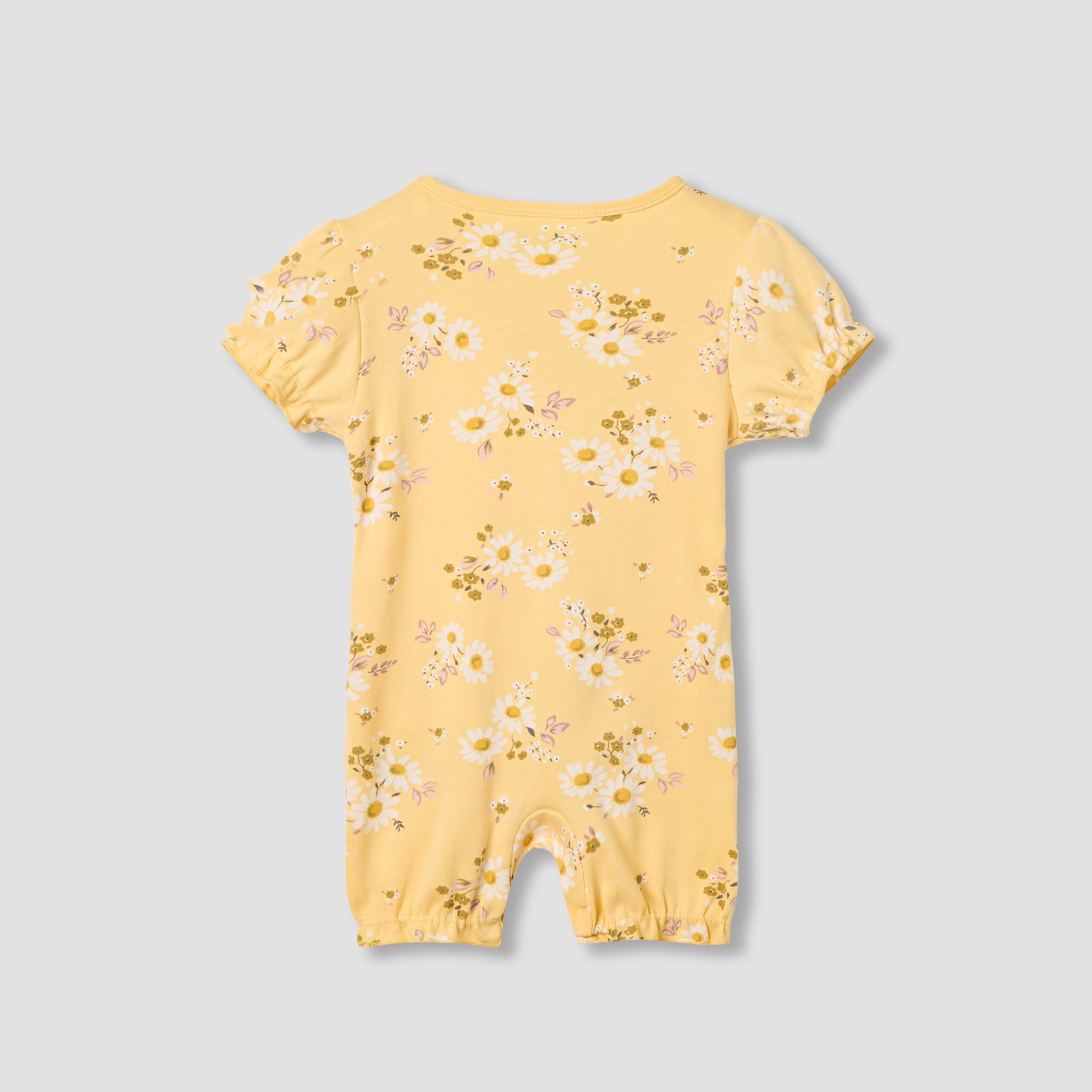 Juniors Round Neck Romper with Daisy Print - Cotton - Short Sleeves-baby-girls-clothing-rompers-image-2