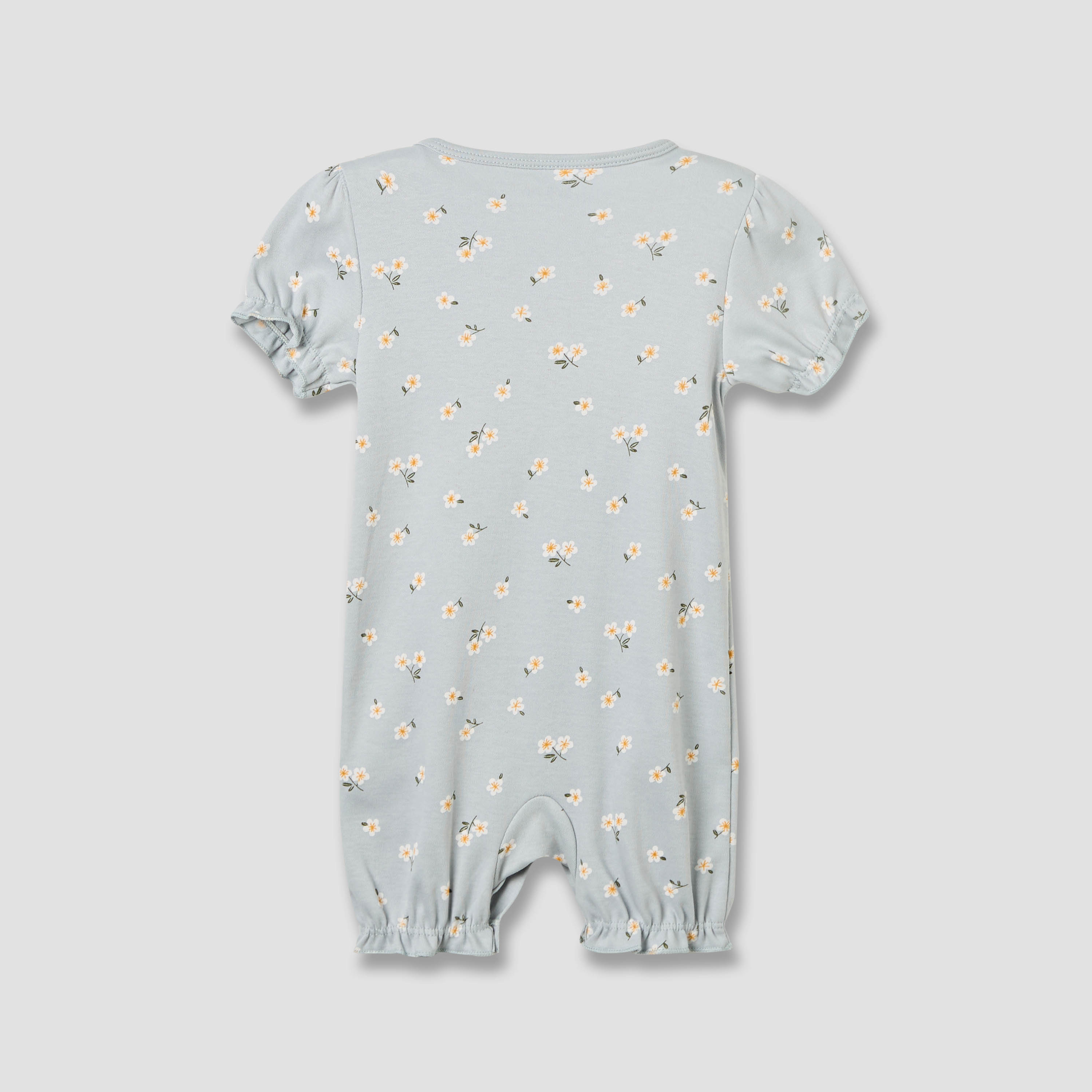 Juniors Crew Neck Romper with Floral Print - Cotton - Short Sleeves-baby-girls-clothing-rompers-image-3
