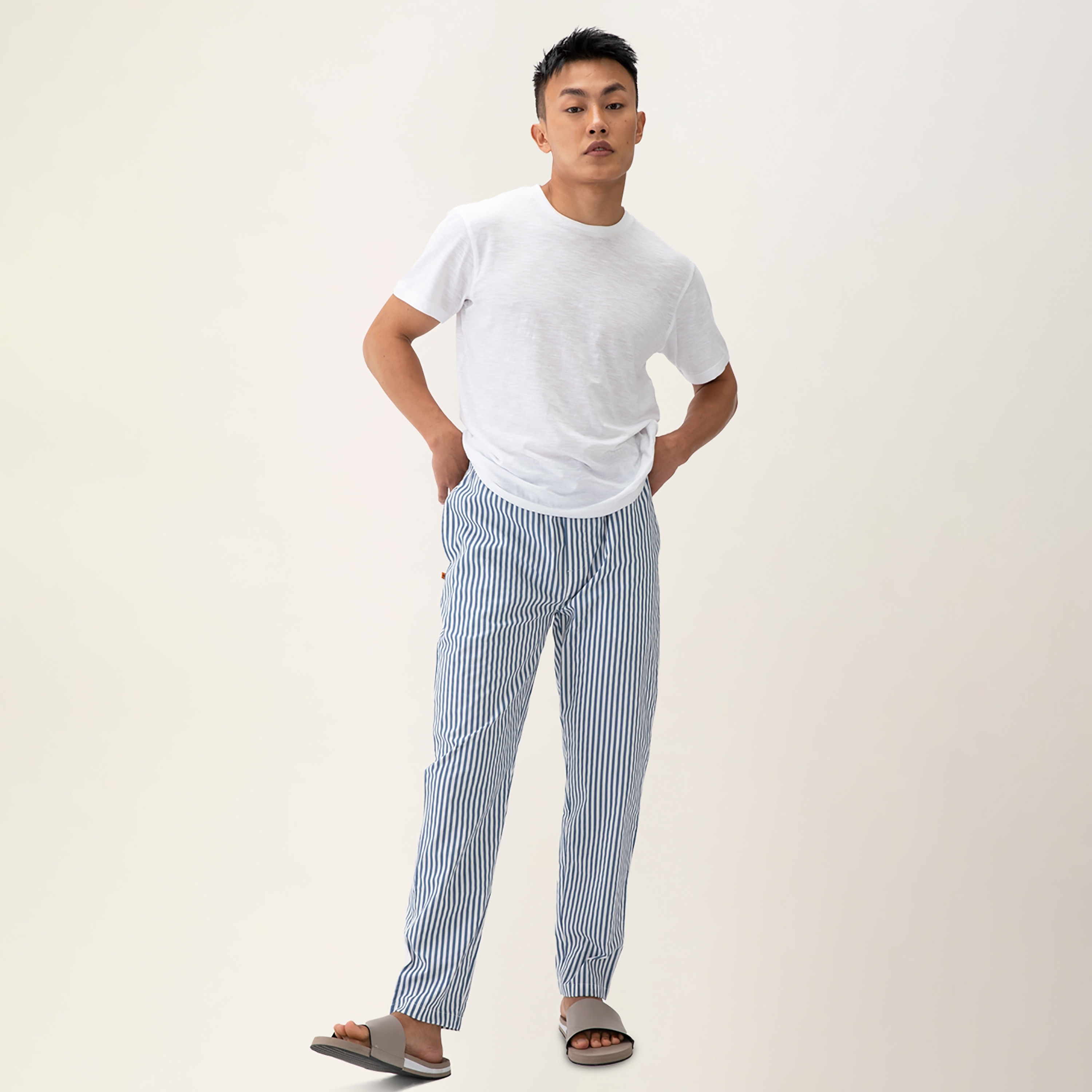 بيجامة دامينش متوسطة الارتفاع ذو مطبوعة مع إغلاق برباط داخلي-men-clothing-nightwear-pyjamaandshorts-image-14