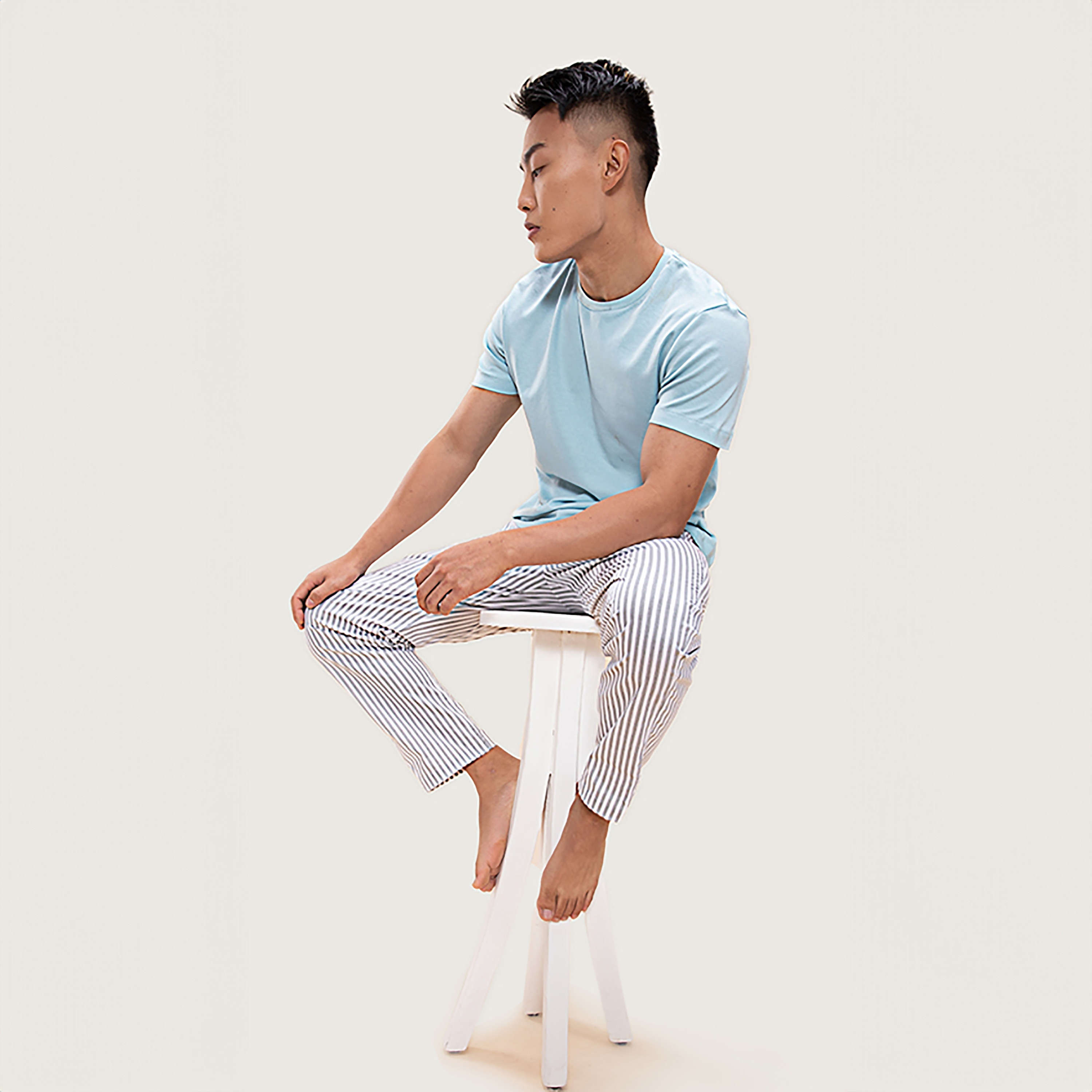 بيجامة برباط مطاطي متوسطة الارتفاع ذات خطوط من دامنش-men-clothing-nightwear-pyjamaandshorts-image-20