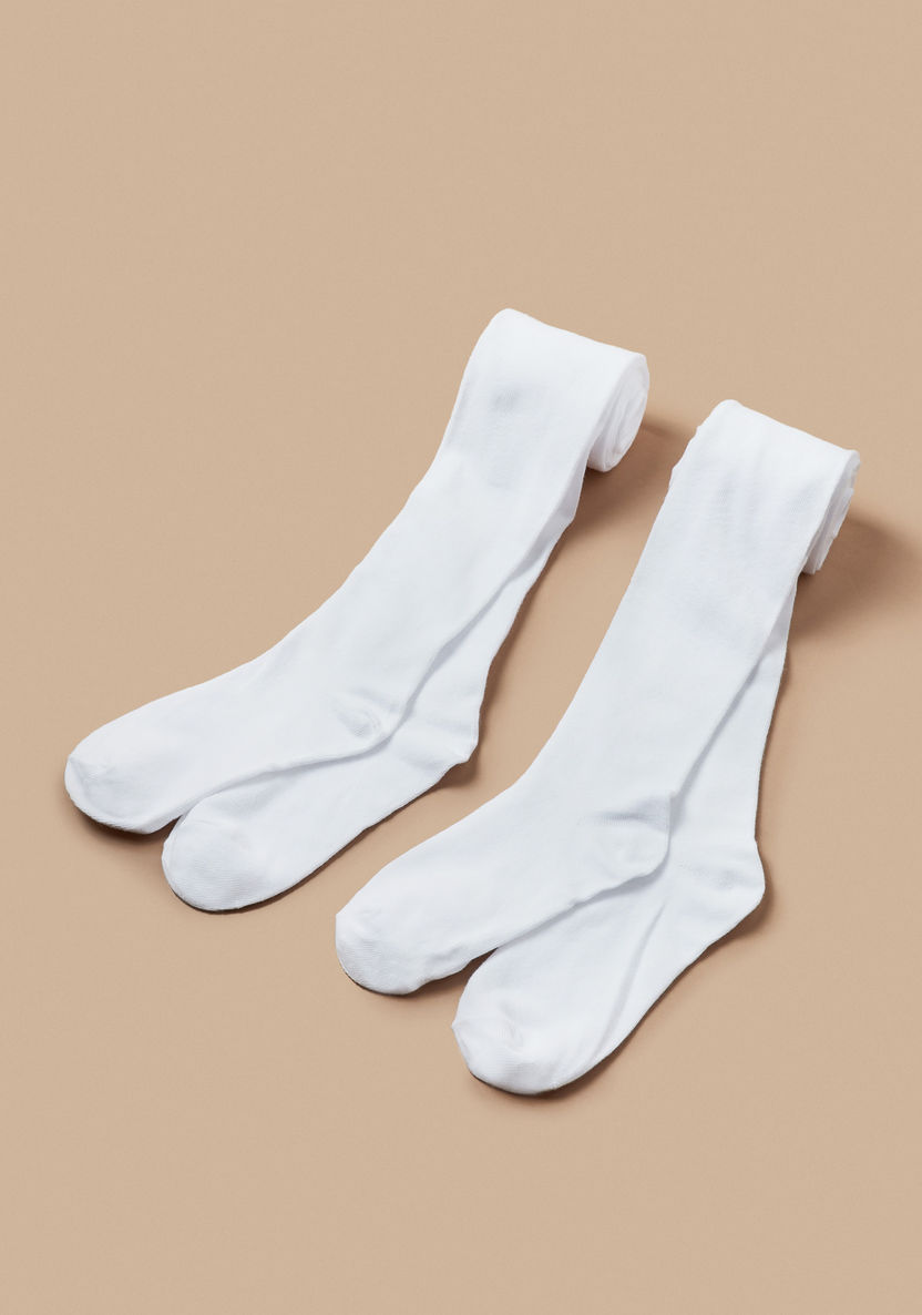 Juniors Solid Closed Feet Tights - Set of 2-Socks-image-0