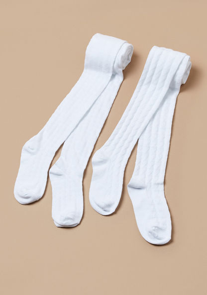 Juniors Textured Closed Feet Tights - Set of 2-Socks-image-0