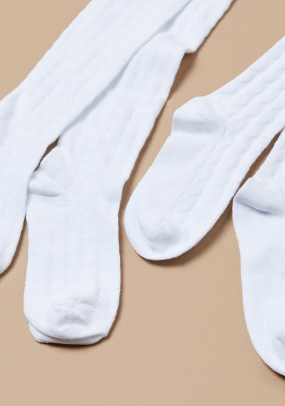 Juniors Textured Closed Feet Tights - Set of 2-Socks-image-2