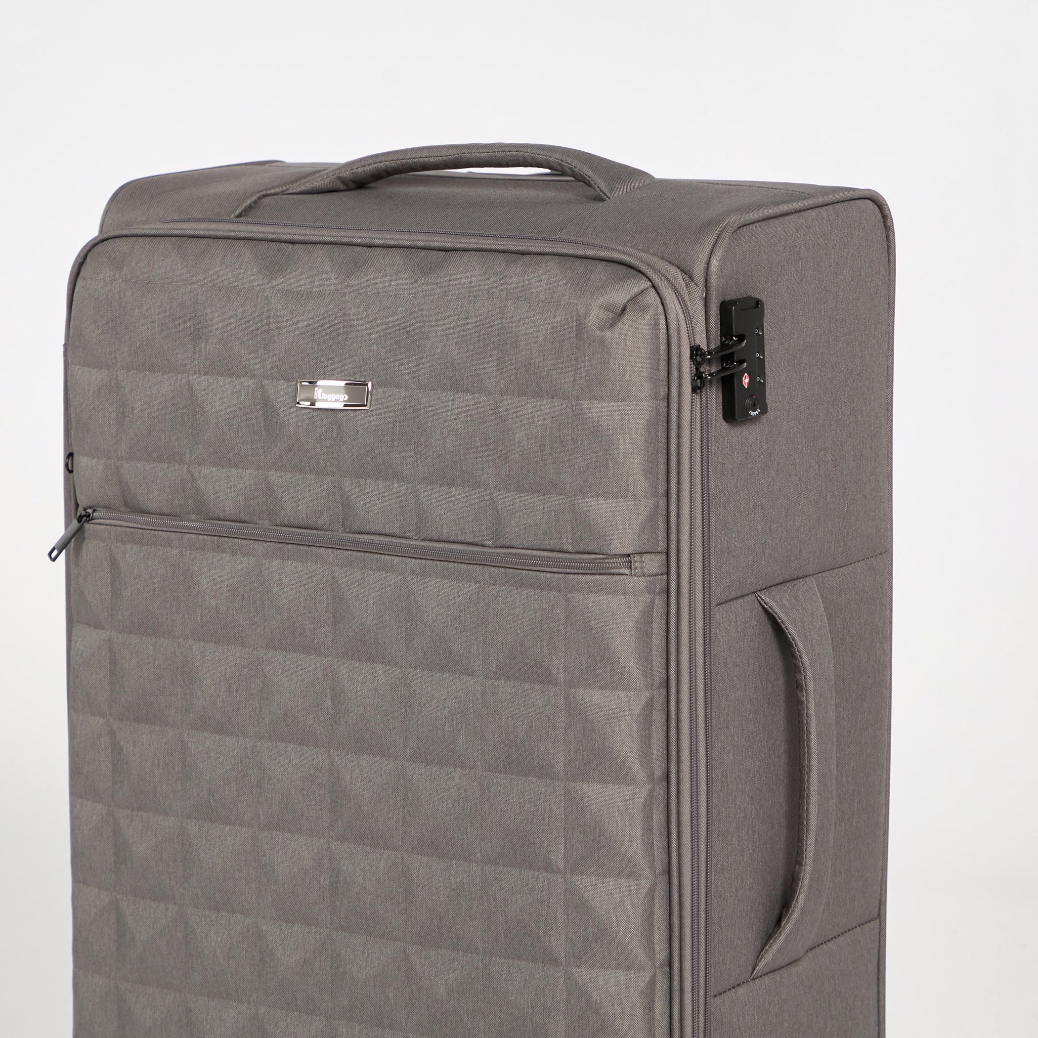 It luggage megalite quilted cheap 8 wheel grey large suitcase