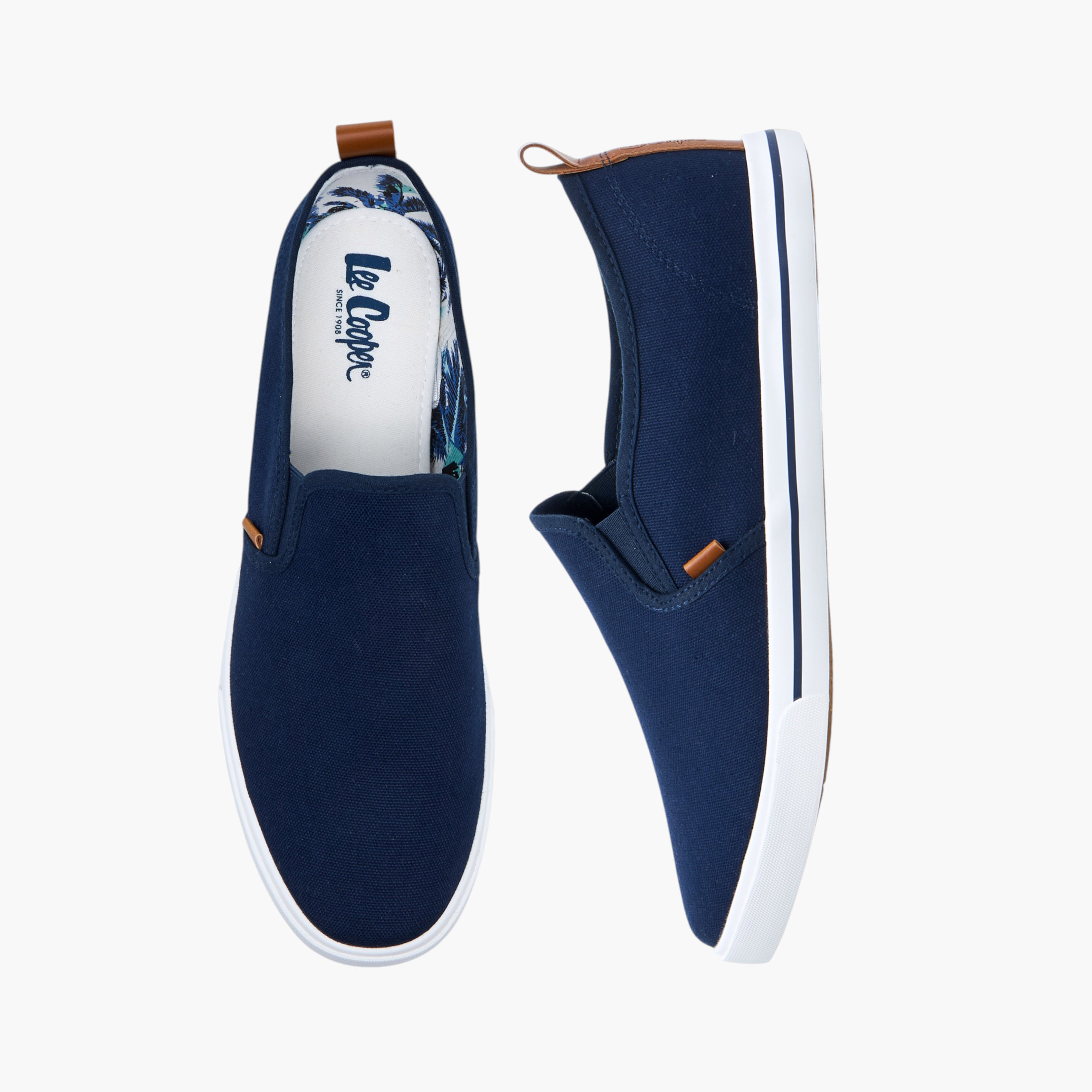 Lee Cooper Men's Solid Slip-On Sneakers with Pull Tab-men-shoes-sneakers-image-1