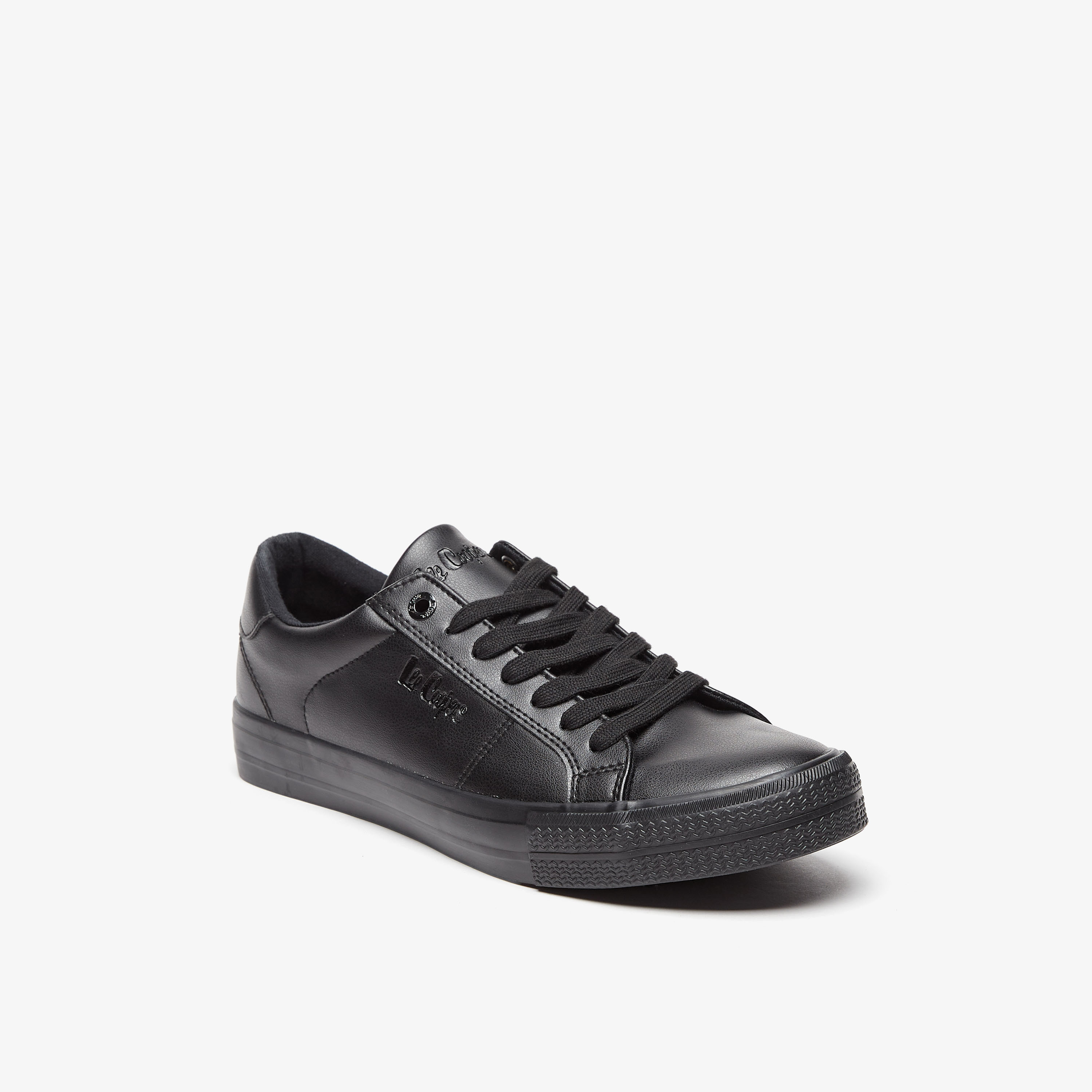 Lee Cooper Men's Monotone Low Ankle Sneakers with Lace-Up Closure-men-shoes-sneakers-image-1