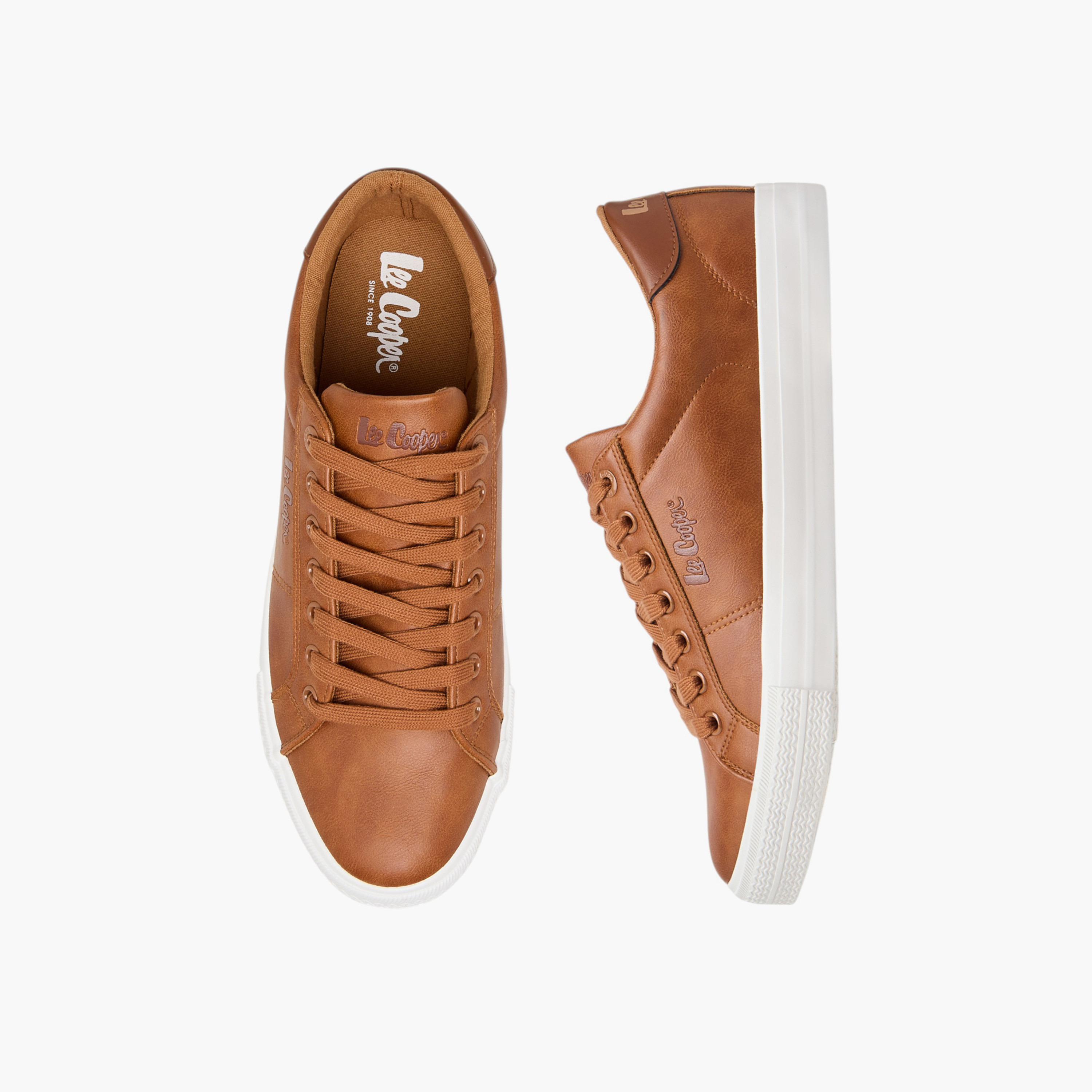 Lee Cooper Men's Monotone Low Ankle Sneakers with Lace-Up Closure-men-shoes-sneakers-image-1
