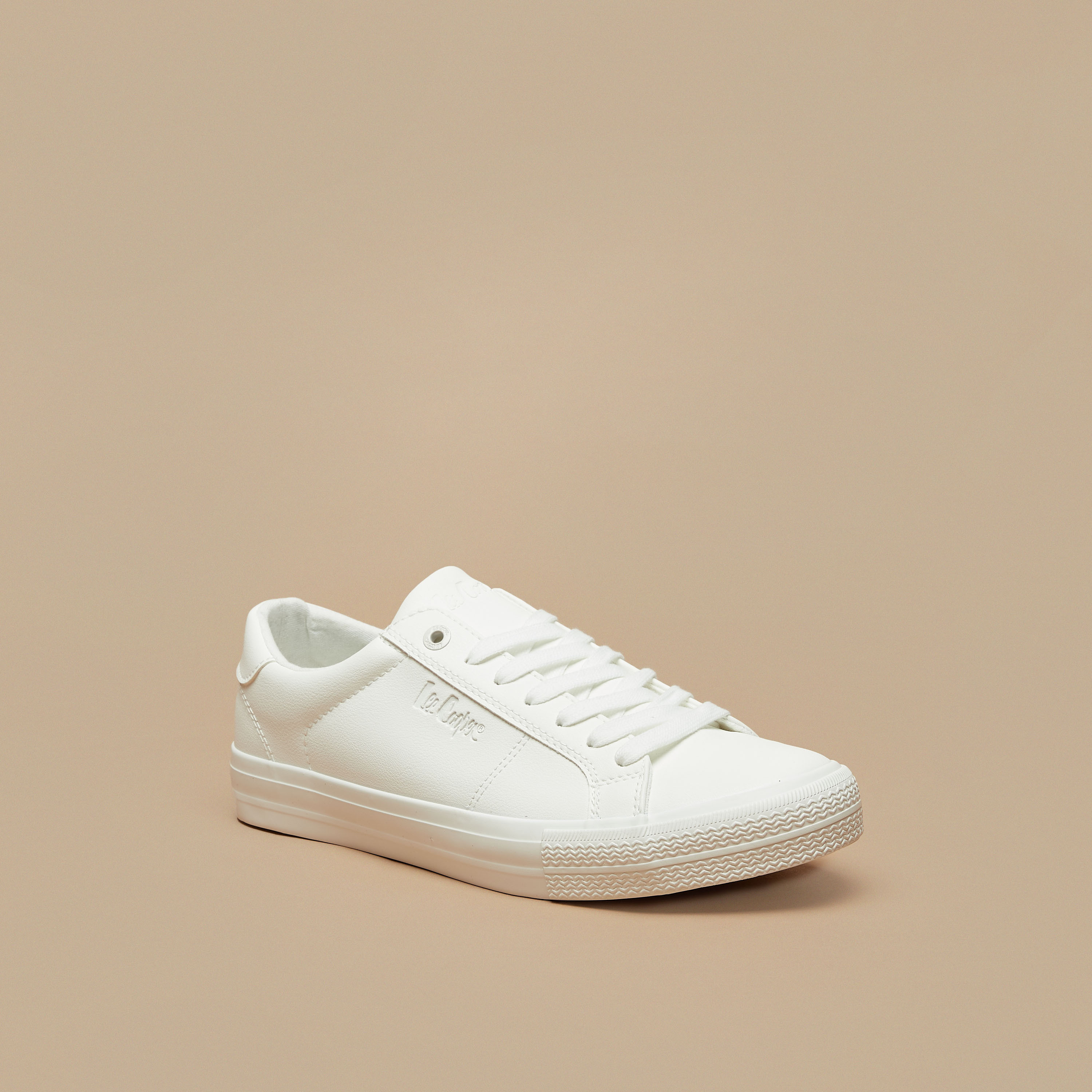 Lee Cooper Men's Monotone Low Ankle Sneakers with Lace-Up Closure-men-shoes-sneakers-image-1