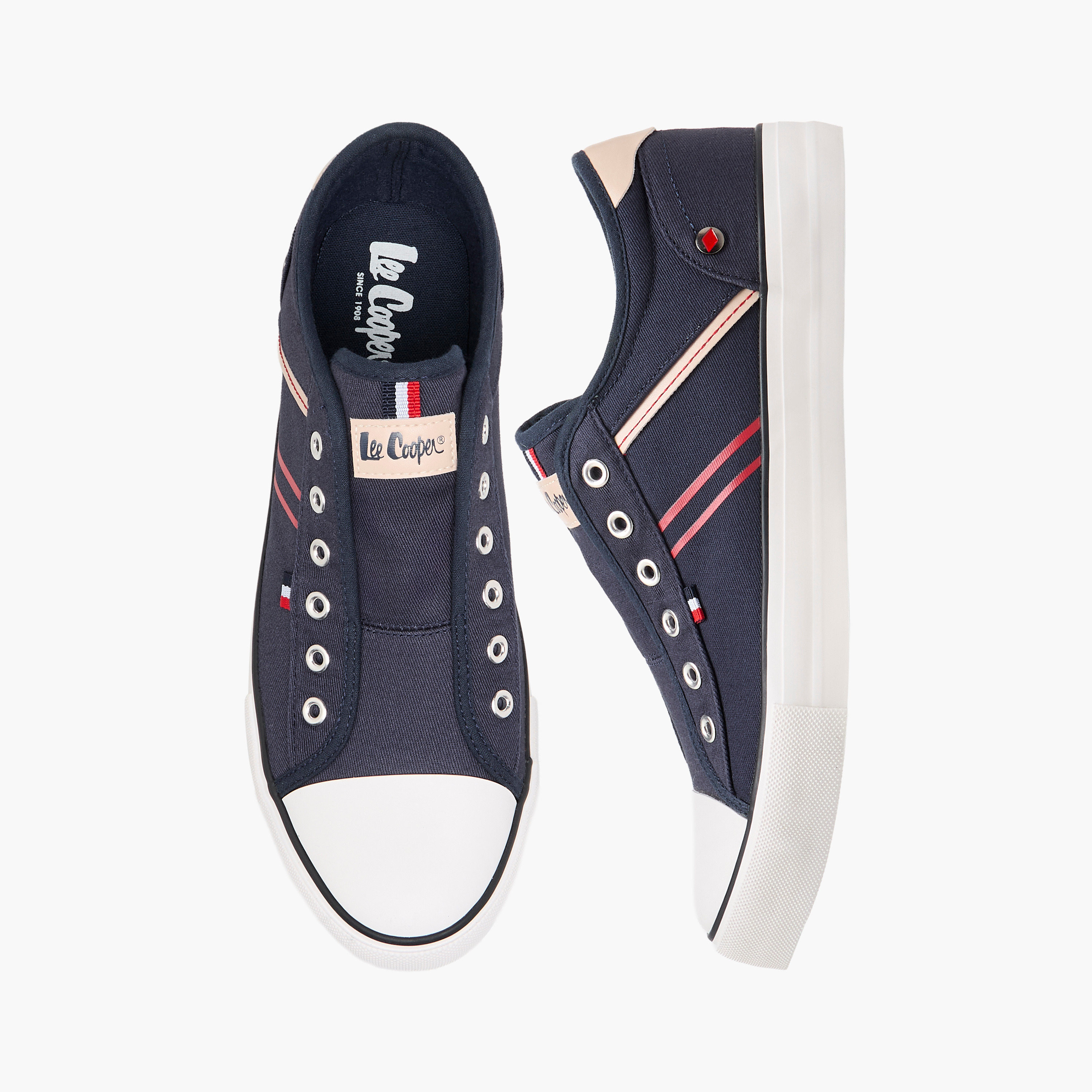 حذاء قماش مقلم سهل الارتداء للرجال من لي كوبر-men-shoes-sneakers-image-1