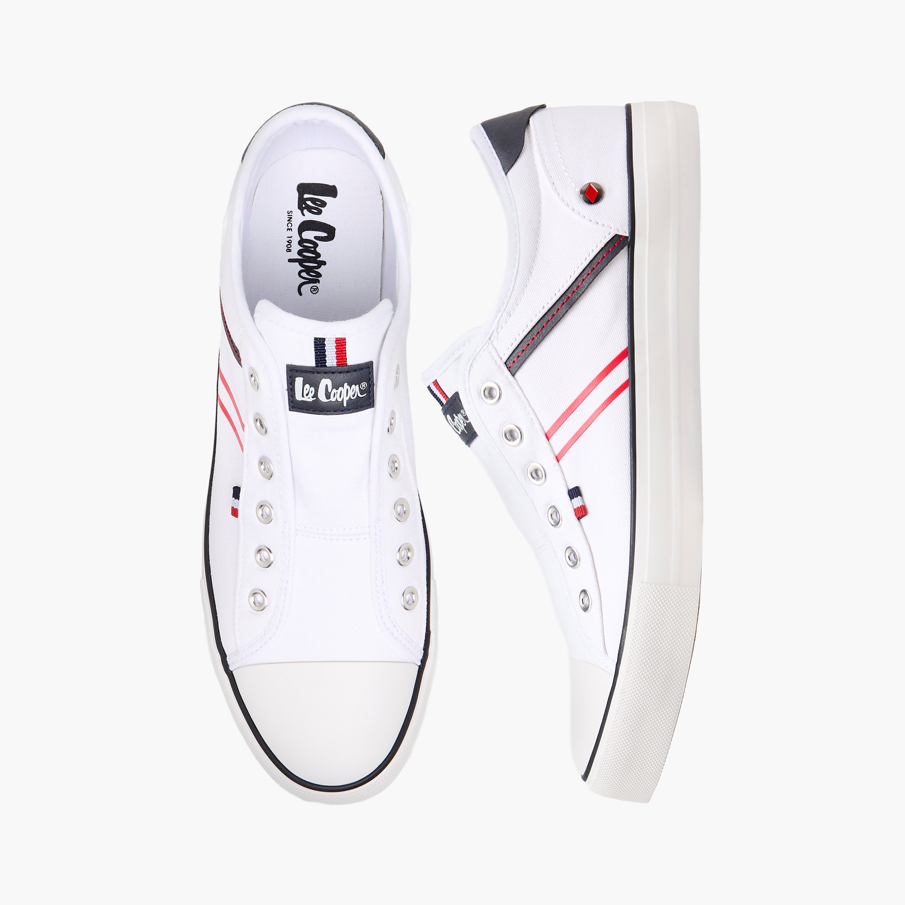 حذاء قماش مقلم سهل الارتداء للرجال من لي كوبر-men-shoes-sneakers-image-1