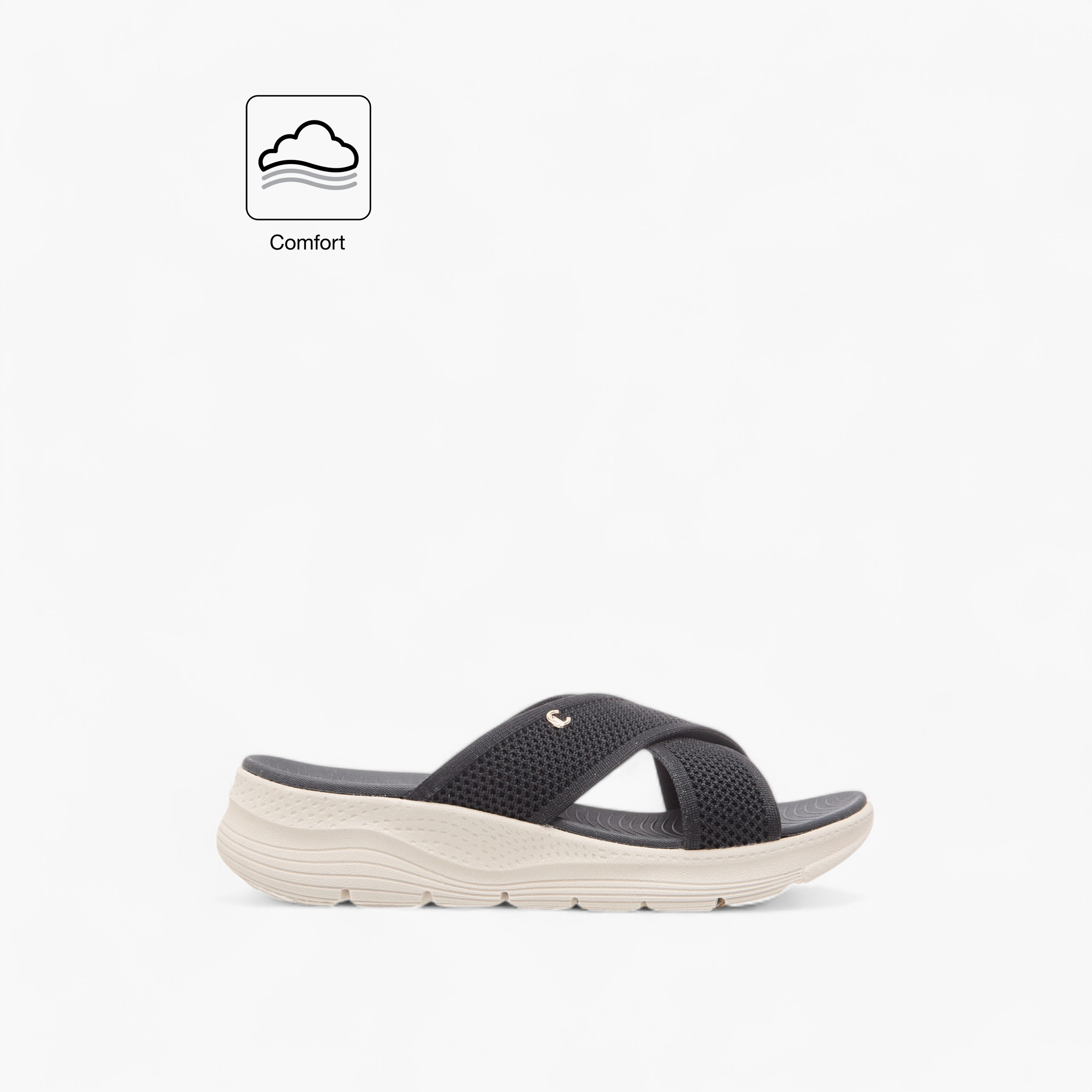 Le Confort Knit Textured Slip-On Cross Strap Comfort Sandals-women-shoes-sandals-heeled-image-2