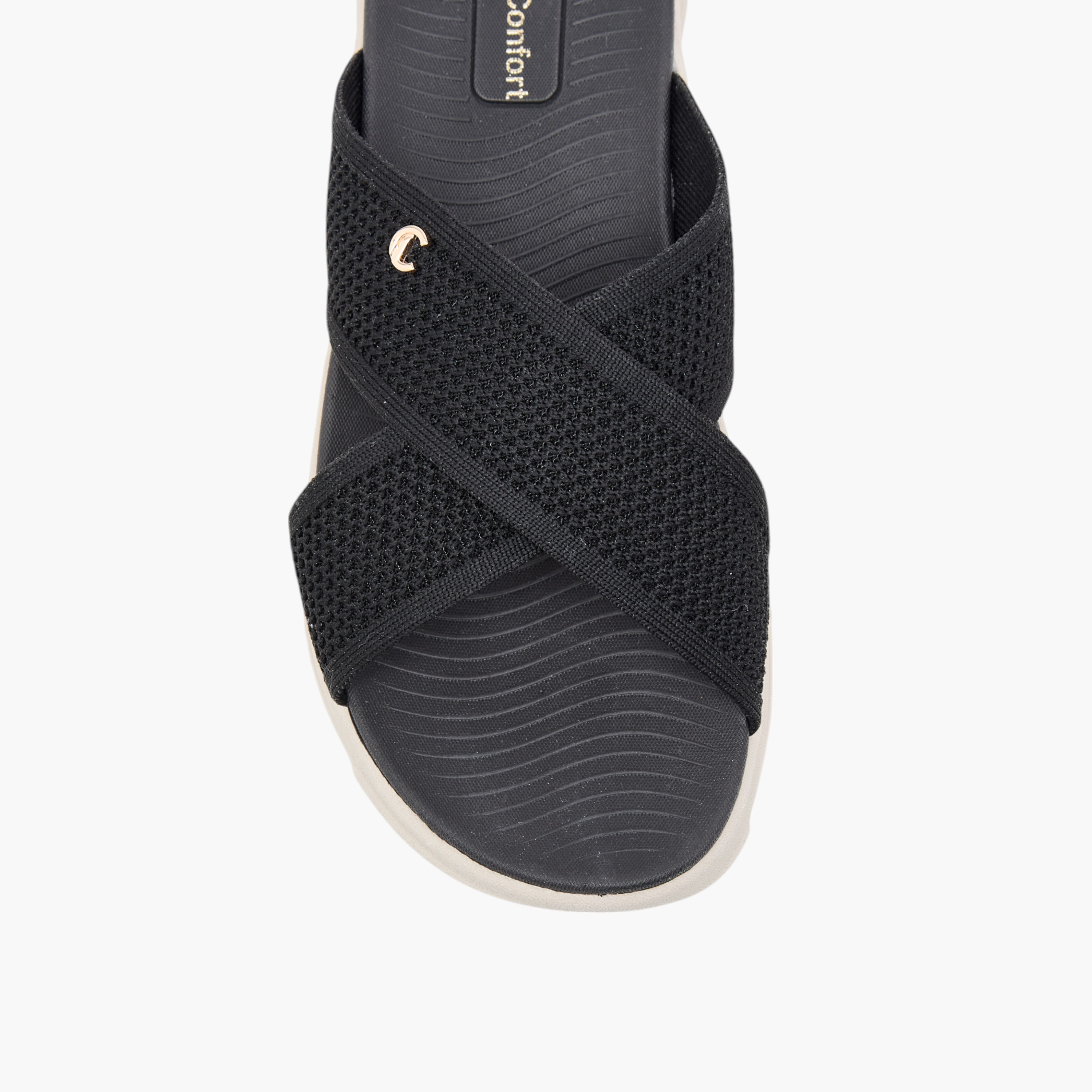 Le Confort Knit Textured Slip-On Cross Strap Comfort Sandals-women-shoes-sandals-heeled-image-3