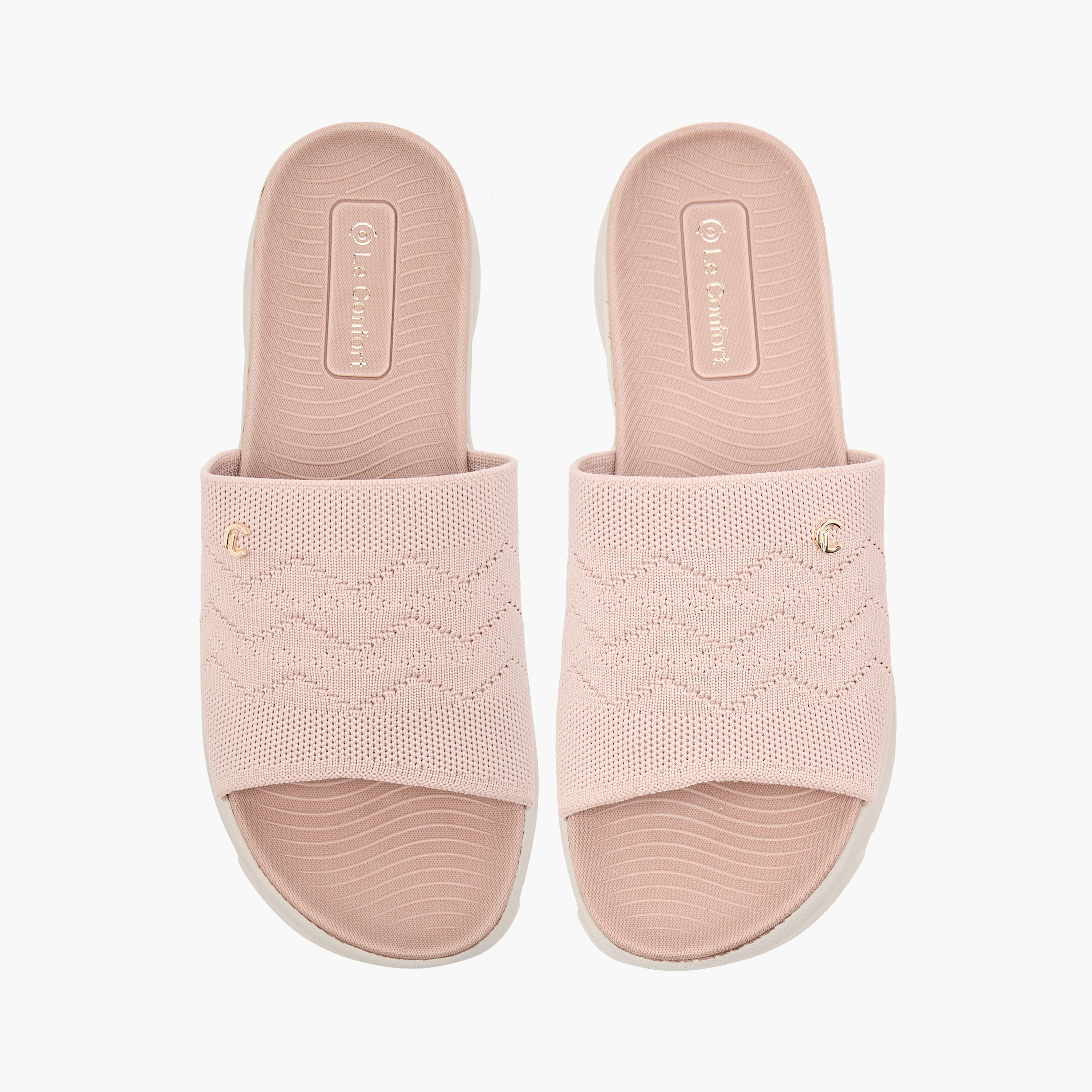 Le Confort Textured Slip-On Comfort Sandals-women-shoes-flats-sandals-image-1