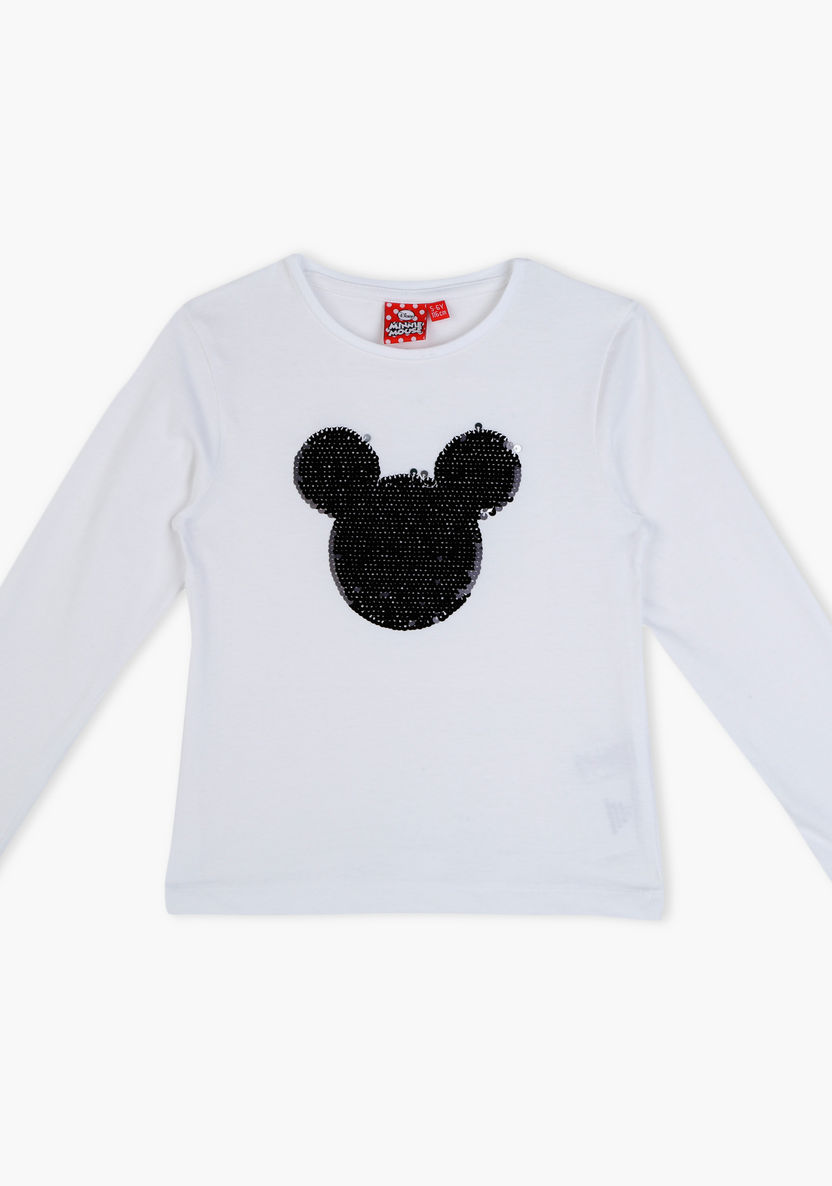 Mickey Mouse Embellished Long Sleeves T-shirt-T Shirts-image-0