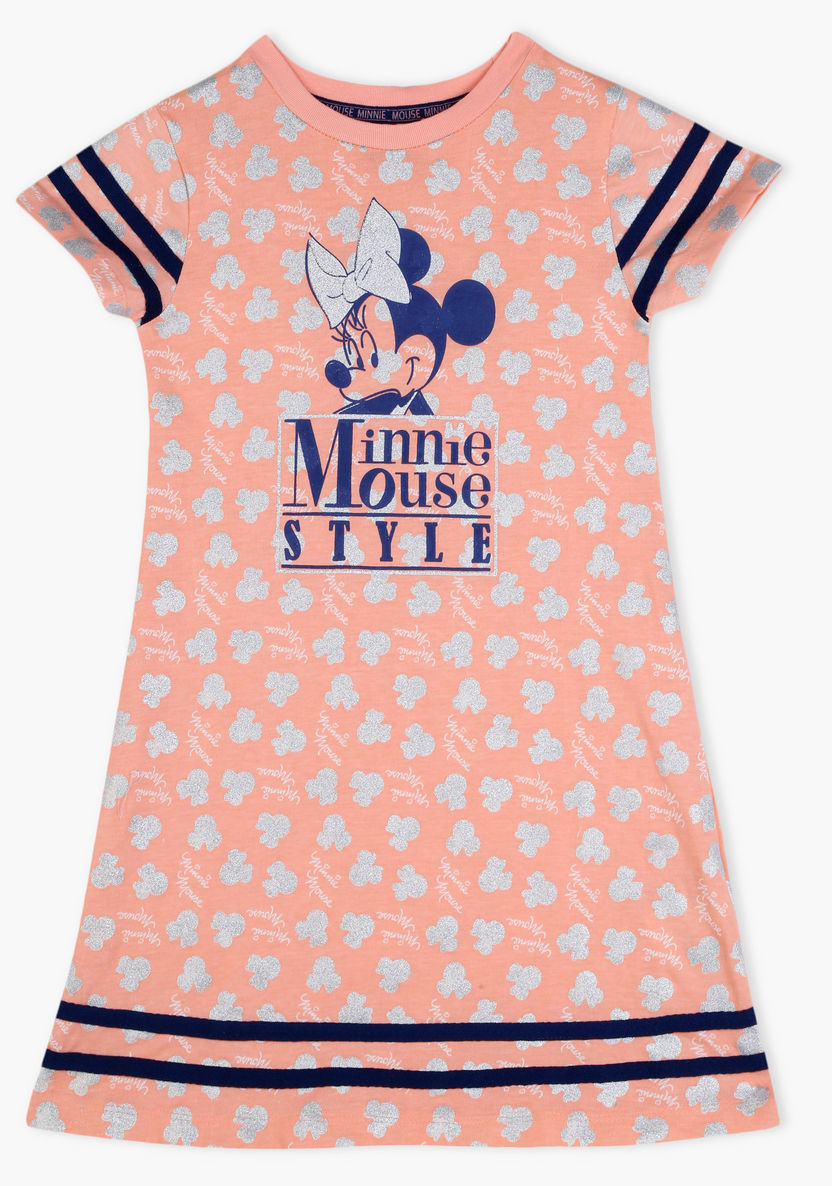 Minnie Mouse Printed Round Neck Dress-Dresses%2C Gowns and Frocks-image-0