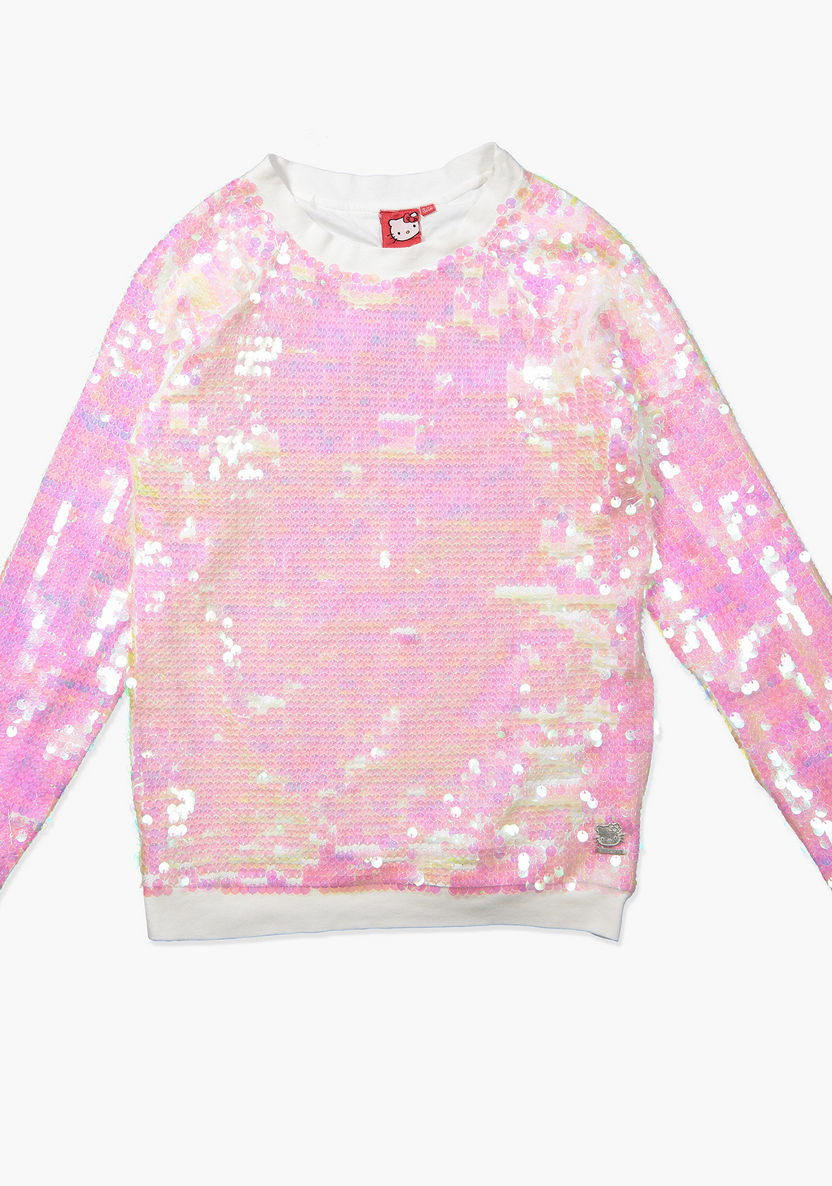 Hello Kitty Sequin Detail Long Sleeves Sweat Top-Blouses-image-0