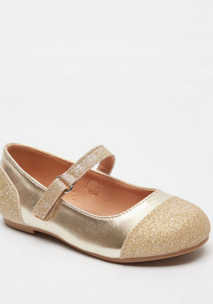 Juniors Glitter Detail Mary Jane Shoes with Hook and Loop Closure-Girl%27s Casual Shoes-image-1
