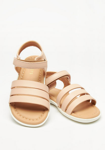 Juniors Solid Open Toe Sandals with Hook and Loop Closure-Girl%27s Sandals-image-3