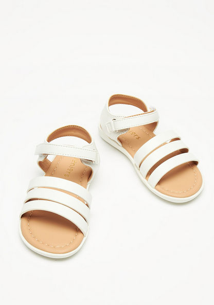 Juniors Solid Open Toe Sandals with Hook and Loop Closure-Girl%27s Sandals-image-1