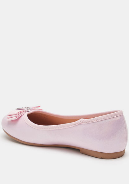 Little Missy Solid Slip-On Round Toe Ballerina Shoes with Bow Accent-Girl%27s Ballerinas-image-2