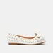 Little Missy Laser Cut Round Toe Ballerinas with Bow Accent-Girl%27s Ballerinas-thumbnail-0