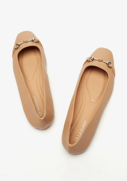 Le Confort Solid Slip-On Square Toe Ballerina Shoes