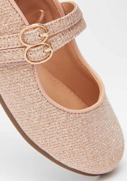 Textured Mary Jane Ballerinas with Buckle Closure