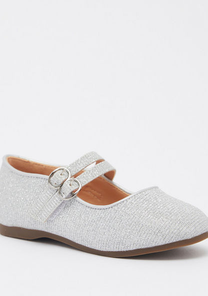 Textured Mary Jane Ballerinas with Buckle Closure
