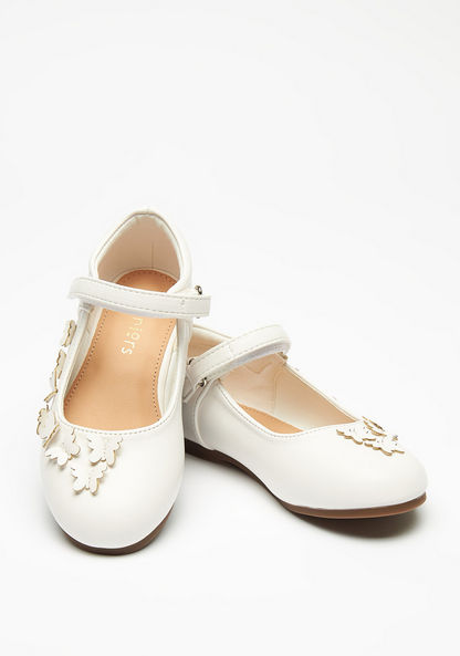 Juniors Ballerina Shoes with Butterfly Accent and Hook and Loop Closure-Girl%27s Ballerinas-image-3