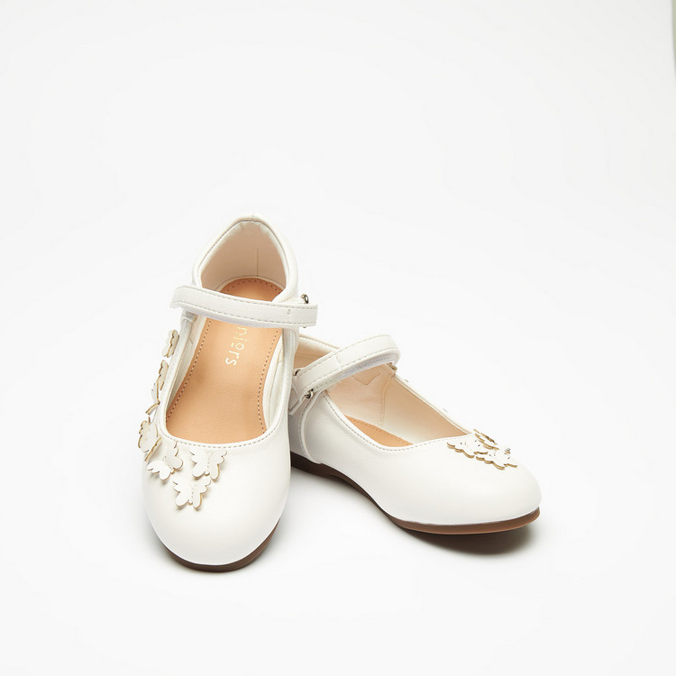 Juniors Ballerina Shoes with Butterfly Accent and Hook and Loop Closure