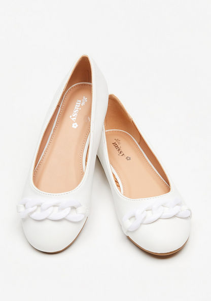 Little Missy Round Toe Ballerina Shoes with Chain Link Detail