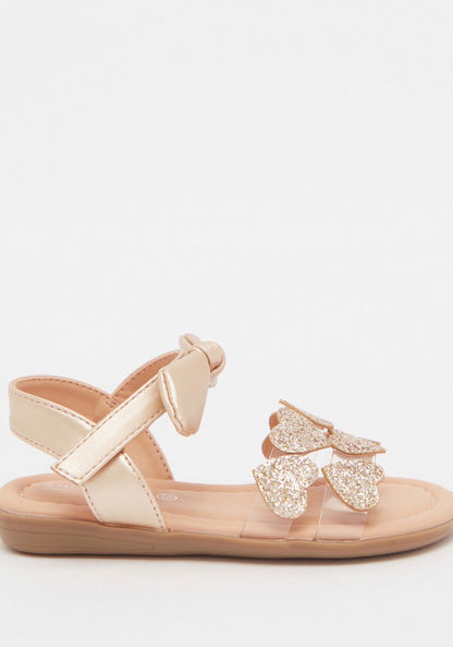 Heart Accented Flat Sandals with Hook and Loop Closure-Girl%27s Sandals-image-0