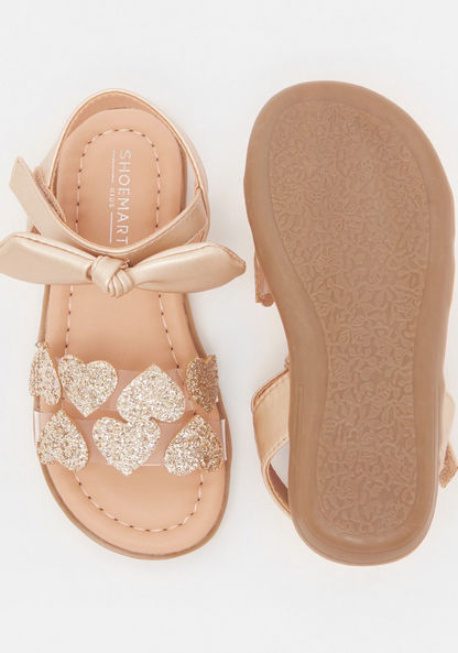 Heart Accented Flat Sandals with Hook and Loop Closure-Girl%27s Sandals-image-4