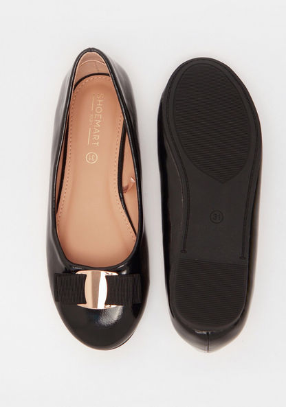 Solid Slip-On Ballerina Shoes with Bow Accent