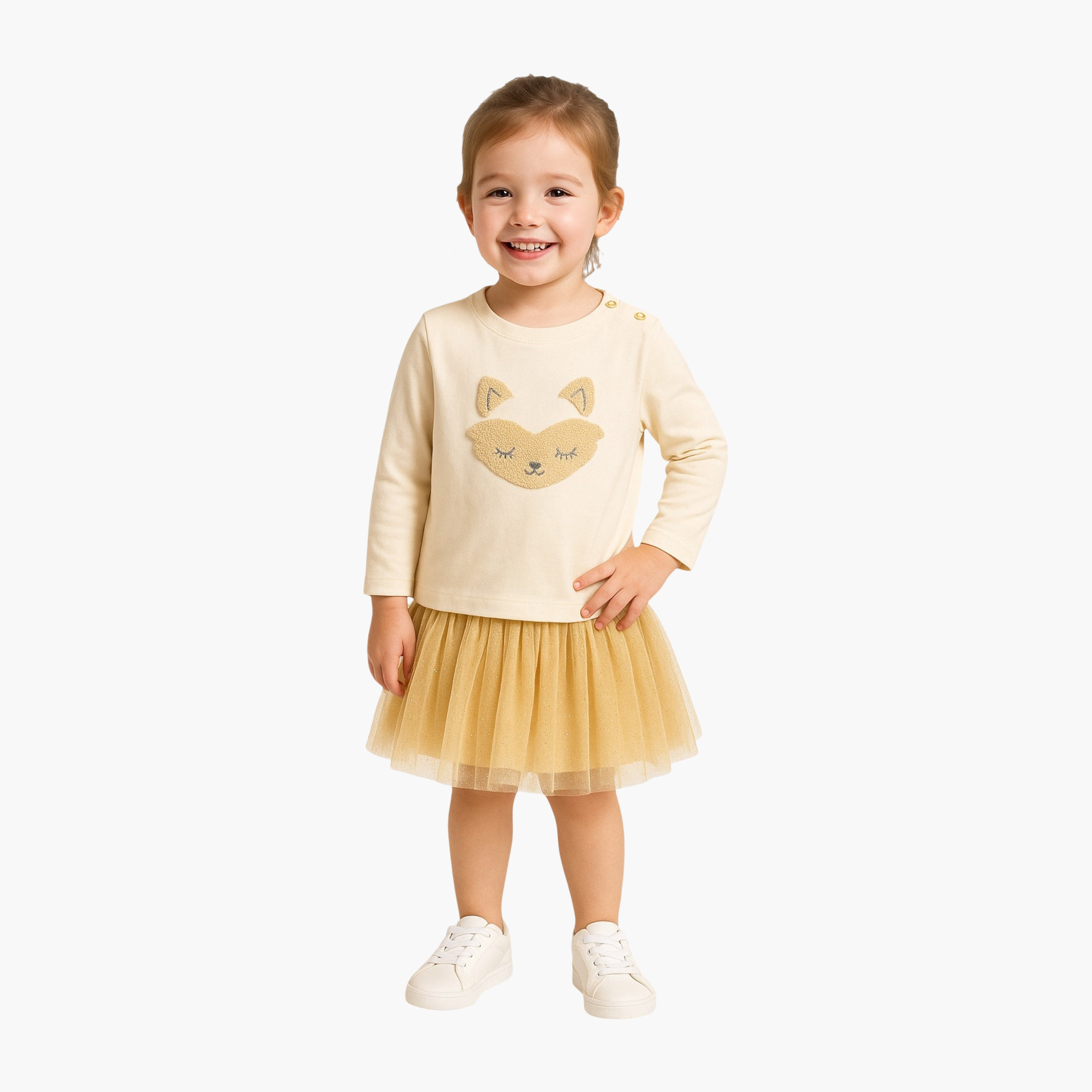 Dirkje 2-Piece Textured Long Sleeves T-Shirt with Skirt-girls-clothing-setsandcoords-image-1