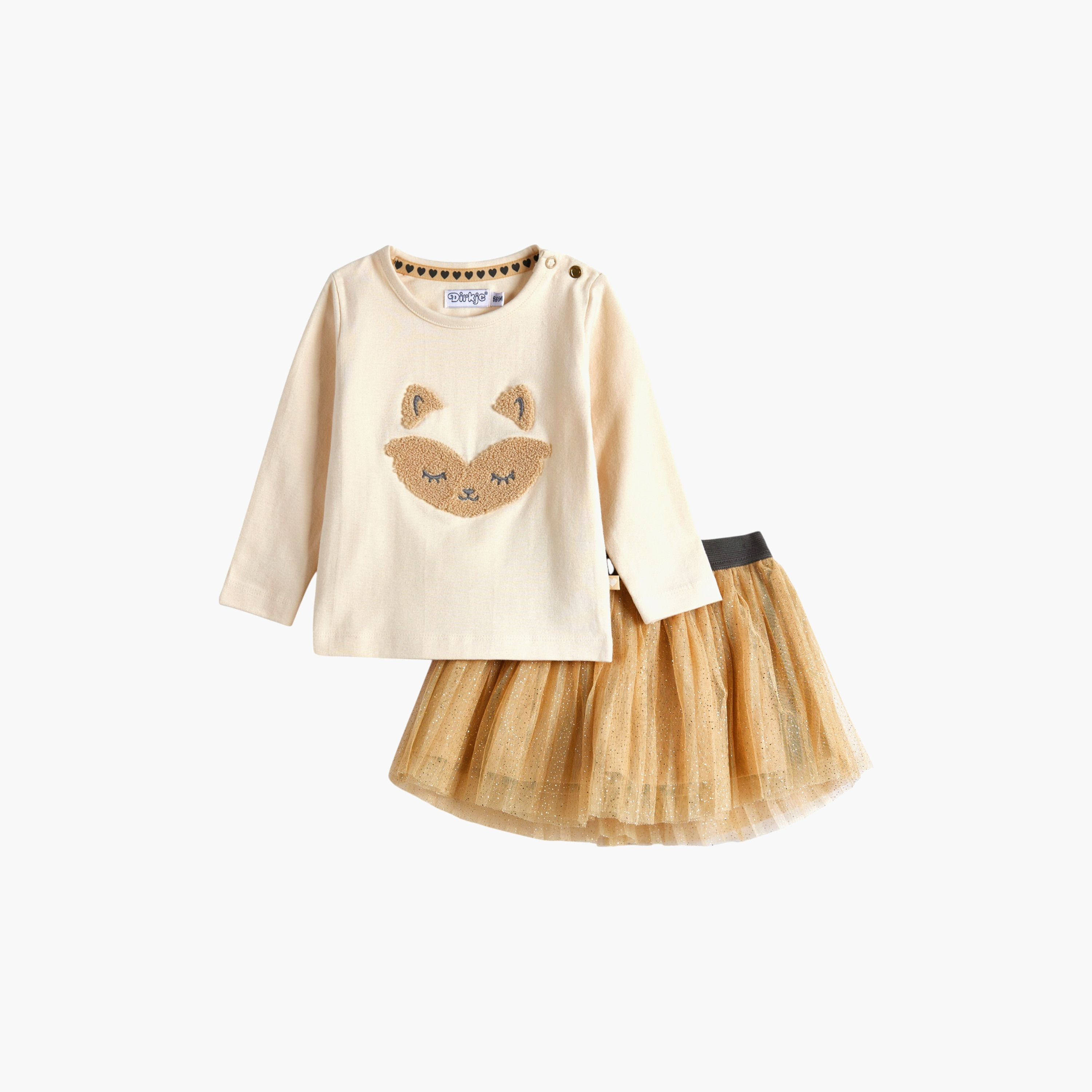 Dirkje 2-Piece Textured Long Sleeves T-Shirt with Skirt-girls-clothing-setsandcoords-image-2