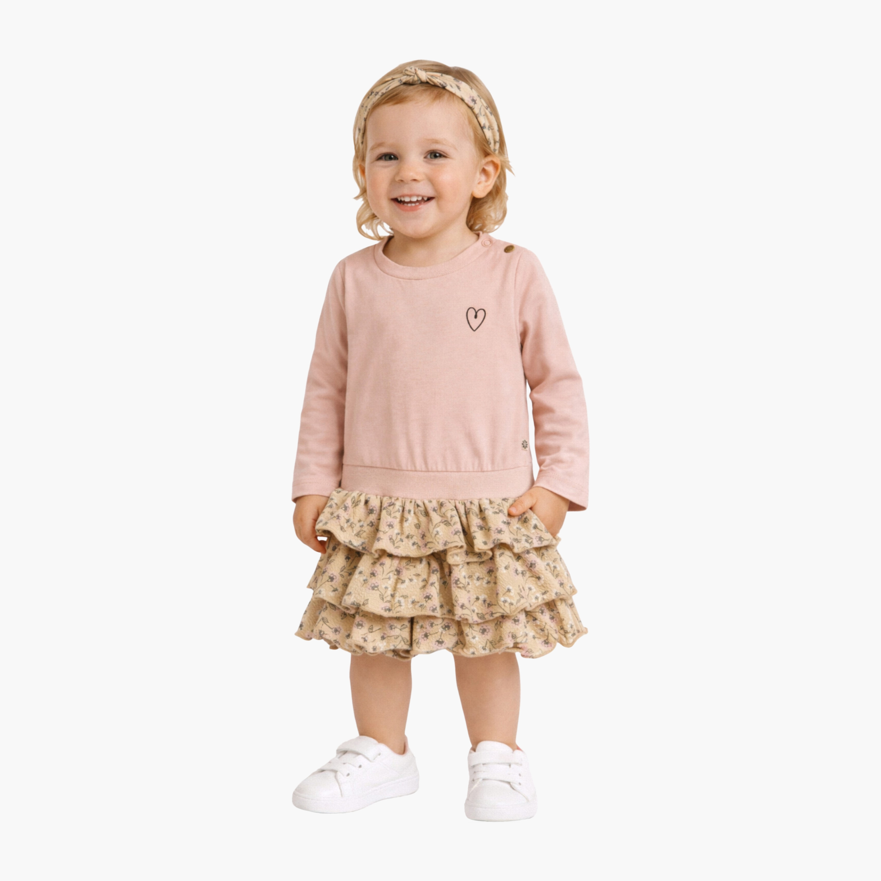 Dirkje 2-Piece Colour Blocked Long Sleeves Dress with Hairband-girls-clothing-dressesandjumpsuits-image-1