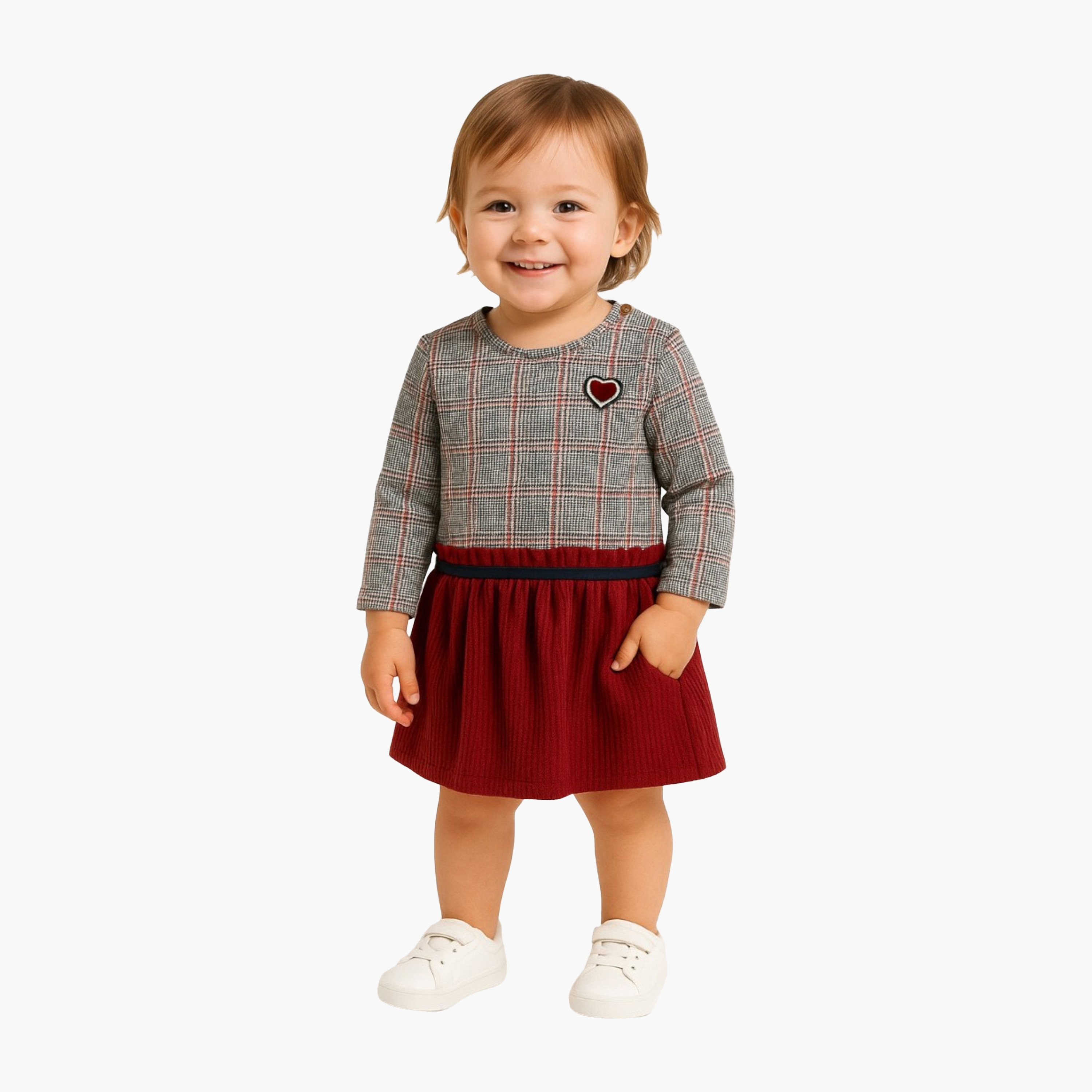 Dirkje Colour Blocked Long Sleeves Dress-girls-clothing-winterwear-dresses-image-1