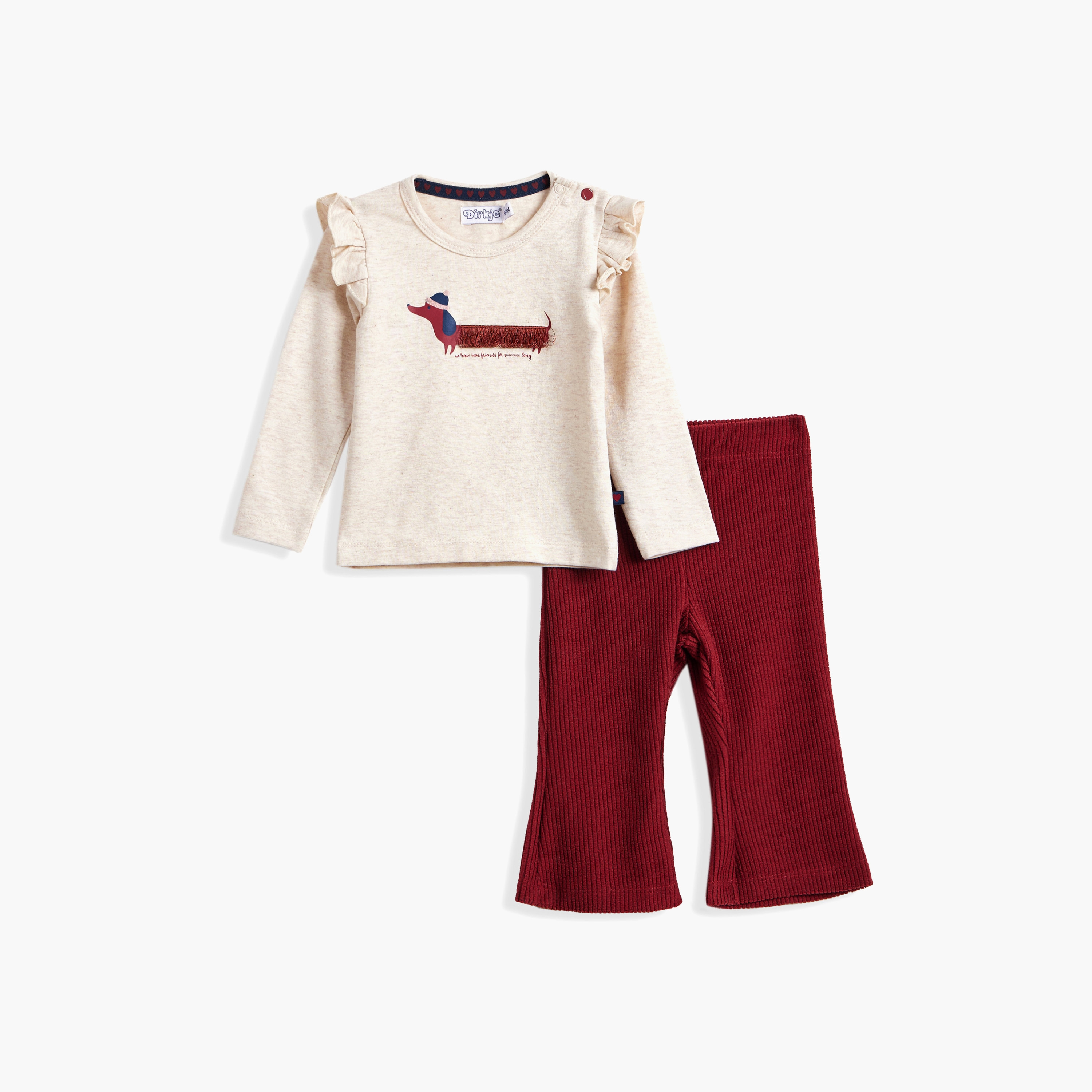  تي شيرت مطبوع بأكمام طويلة مع بنطلون قطعتين من ديركجي-girls-clothing-winterwear-setsandcoords-image-4