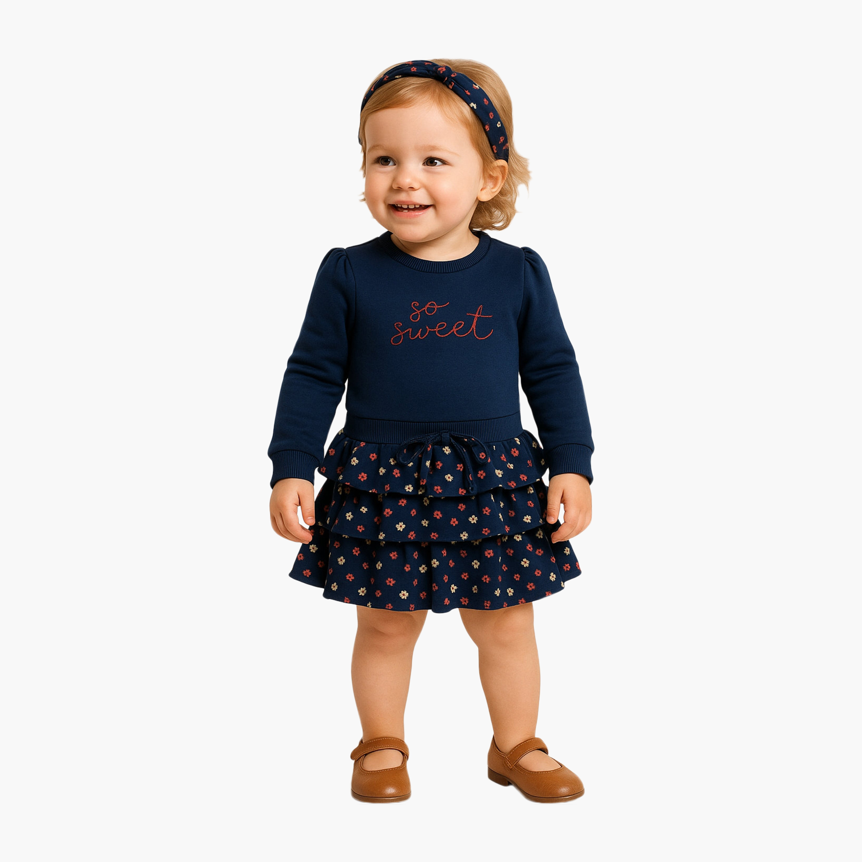 Dirkje 2-Piece Floral Printed Long Sleeves Dress with Hairband-girls-clothing-dressesandjumpsuits-image-1