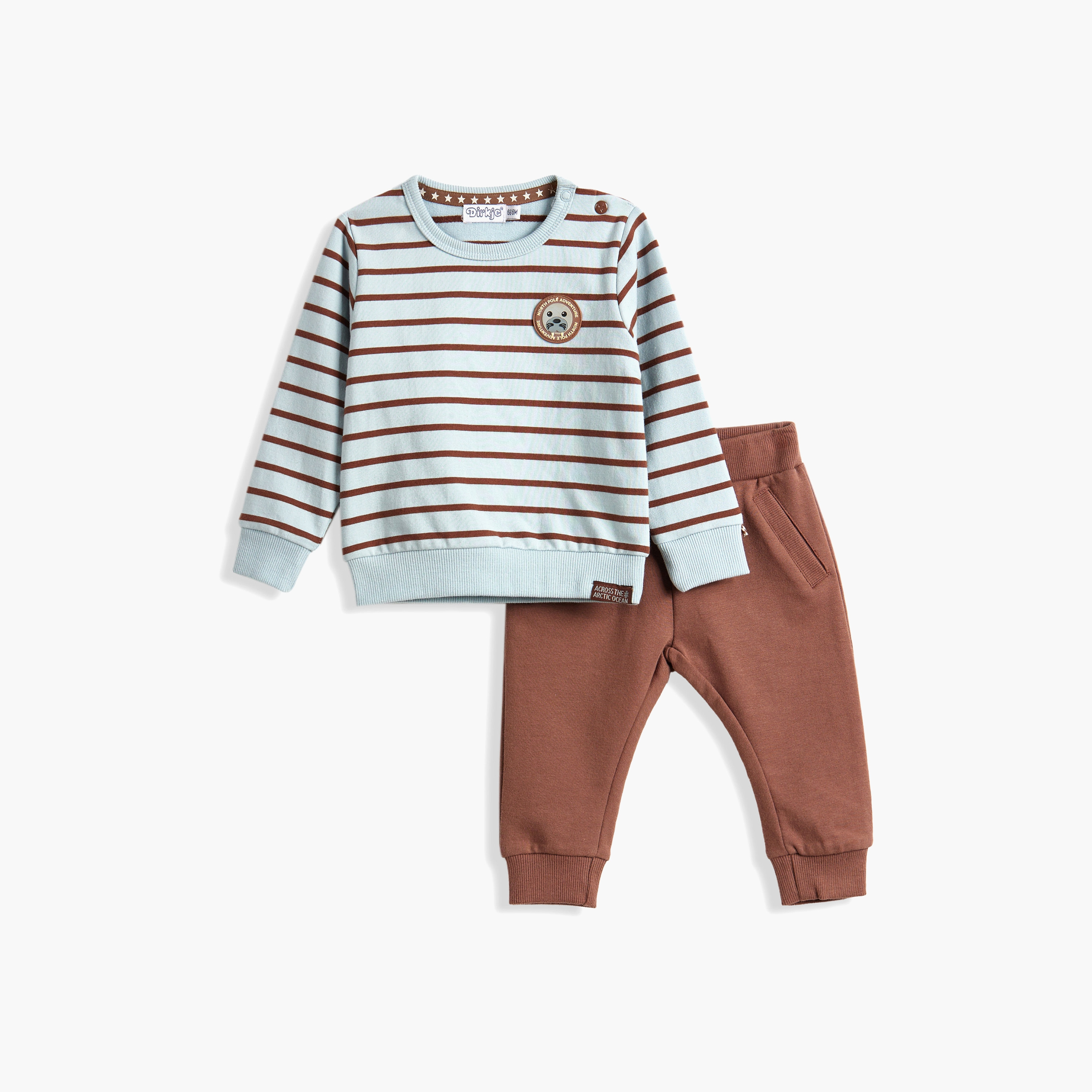 سويت شيرت مخطط بأكمام طويلة مع بنطال ركض قطعتين من ديركجي-baby-boys-clothing-winterwear-setsandcoords-image-2