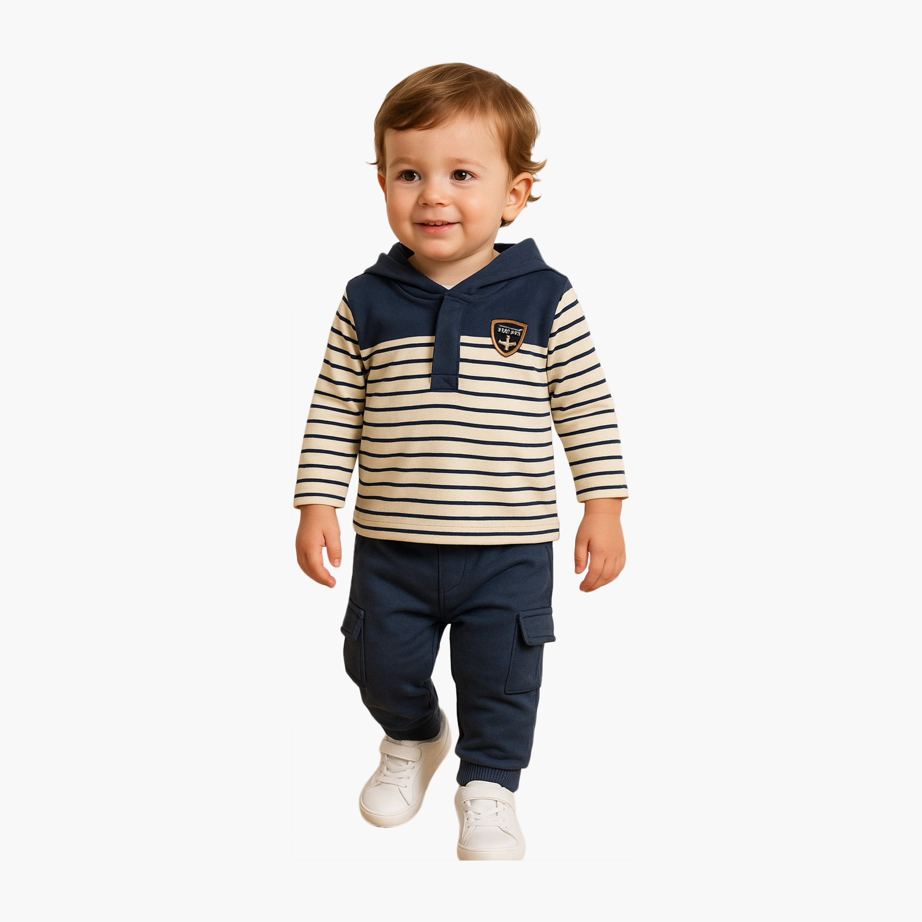  هودي مخطط بأكمام طويلة مع بنطال ركض قطعتين من ديركجي-cpkids-clothing-boys-winterwear-sets-image-1