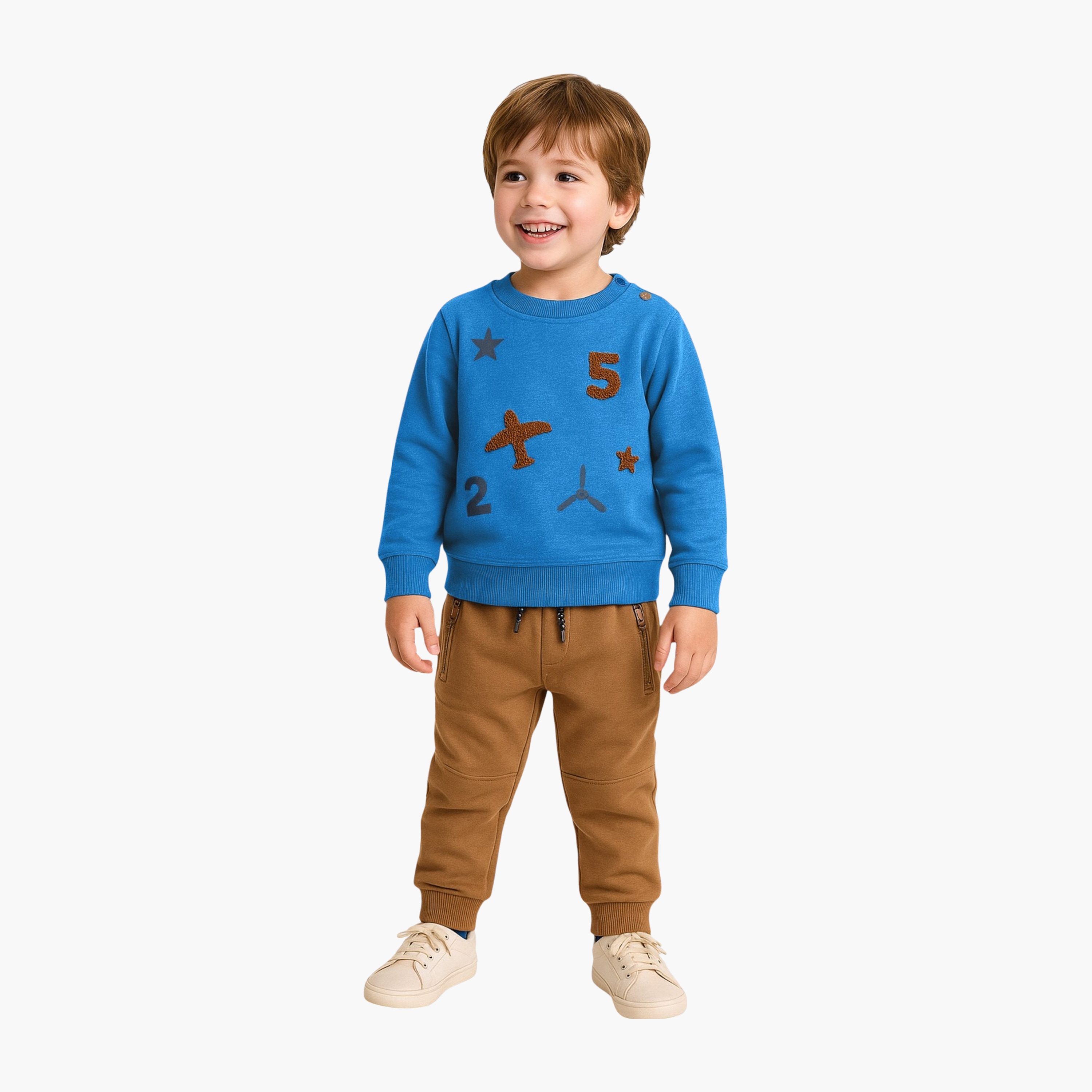 سويت شيرت مطبوع بأكمام طويلة مع بنطال ركض قطعتين من ديركجي-cpkids-clothing-boys-clothessets-image-1