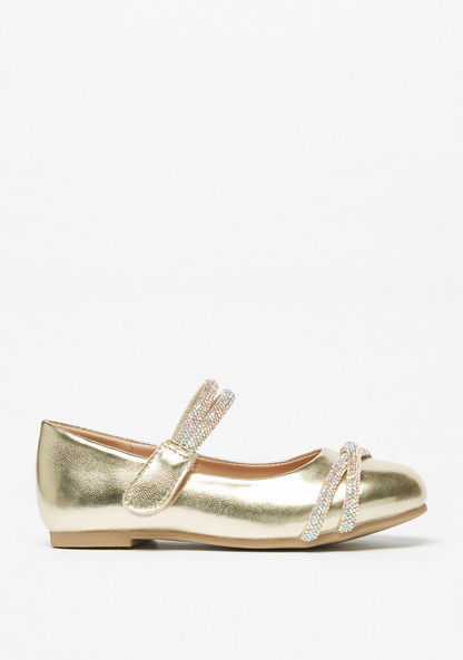 Juniors Metallic Mary Jane Shoes with Hook and Loop Closure