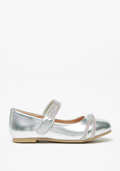 Juniors Metallic Mary Jane Shoes with Hook and Loop Closure-Girl%27s Casual Shoes-image-0