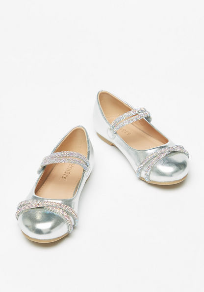 Juniors Metallic Mary Jane Shoes with Hook and Loop Closure-Girl%27s Casual Shoes-image-1