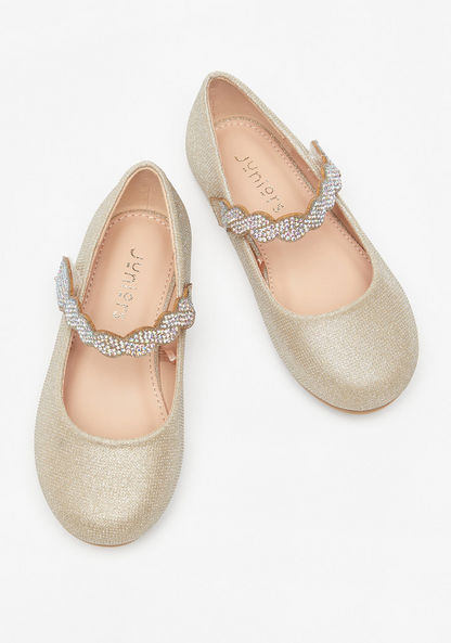 Juniors Embellished Mary Jane Shoes with Hook and Loop Closure